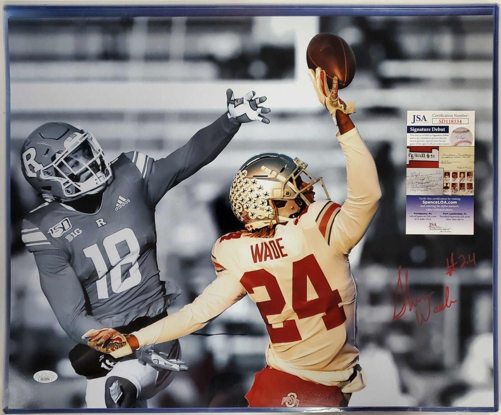 Ohio State Buckeyes Shaun Wade Autographed 16X20 Photo Jsa Coa