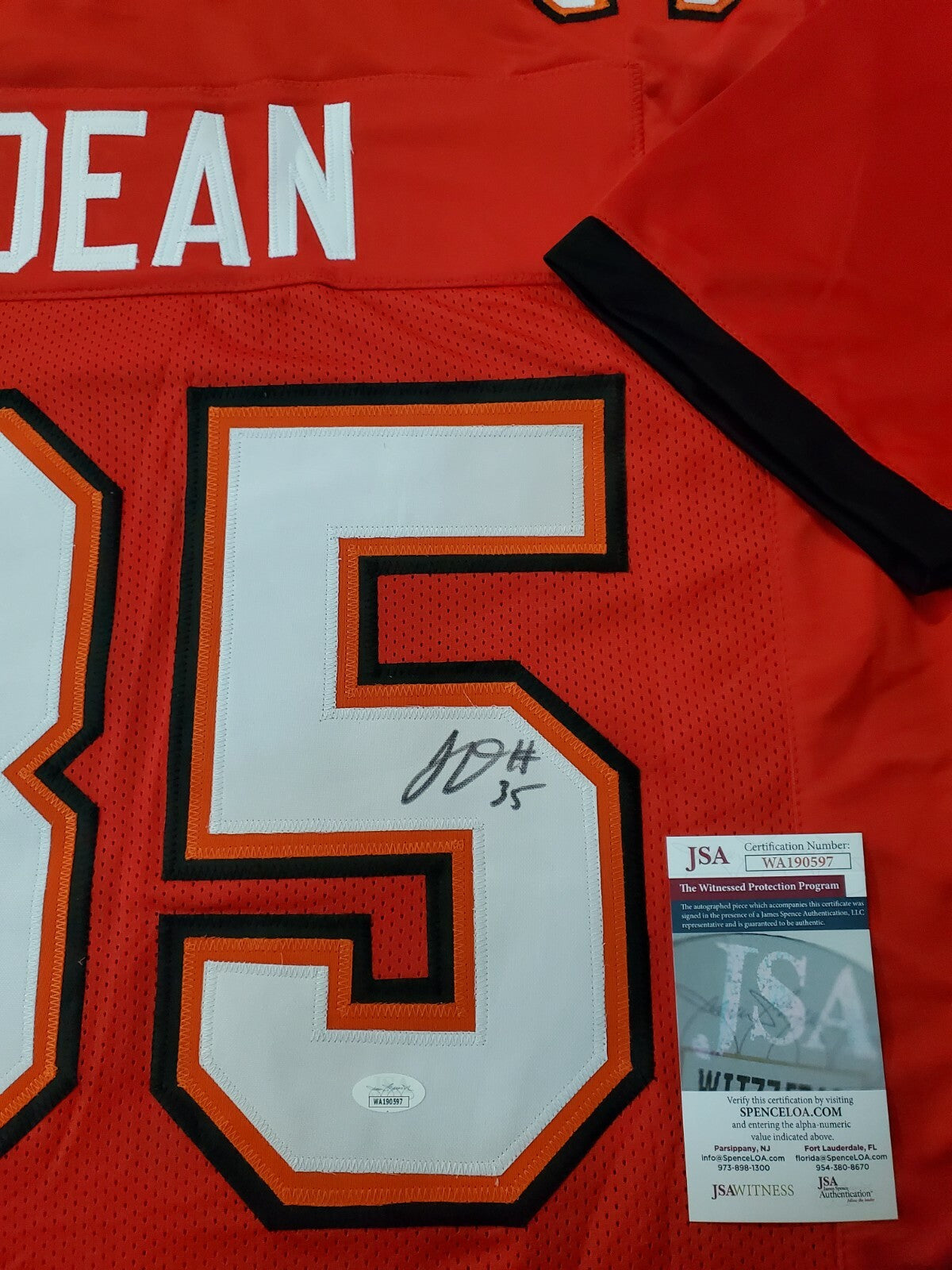 Tampa Bay Buccaneers Jamel Dean Autographed Signed Jersey Jsa Coa