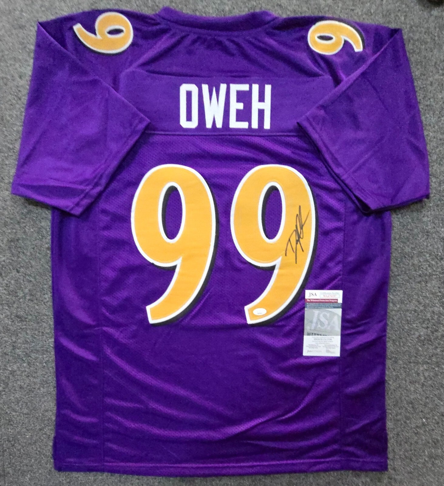 Baltimore Ravens Odafe Jayson Oweh Autographed Signed Jersey Jsa Coa New Gold