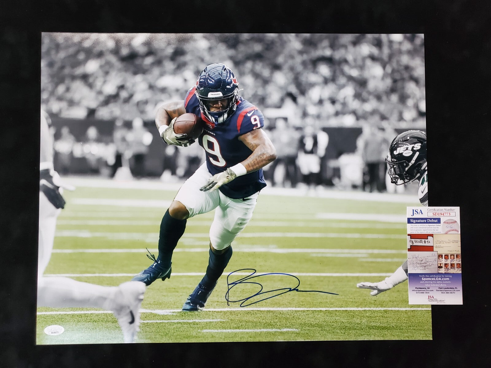 Houston Texans Brevin Jordan Autographed Signed 16X20 Photo Jsa Coa
