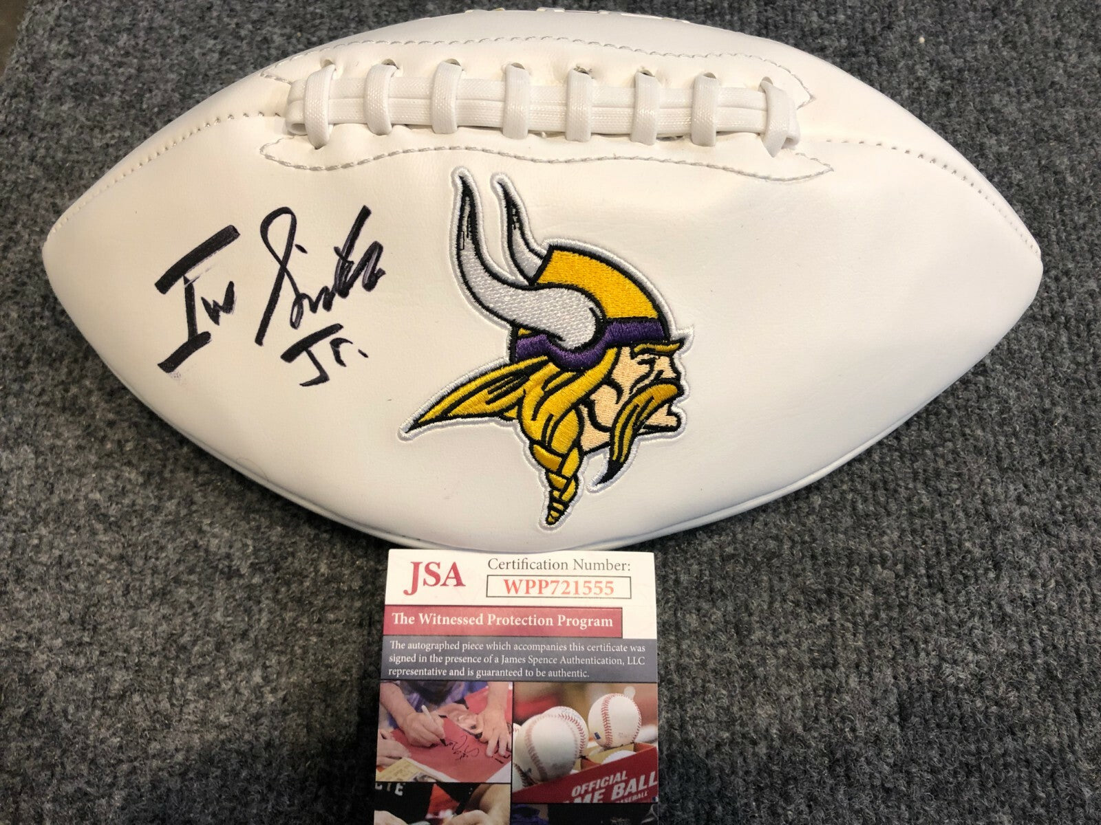 Irv Smith Jr Autographed Signed Minnesota Vikings Logo Football Jsa Coa