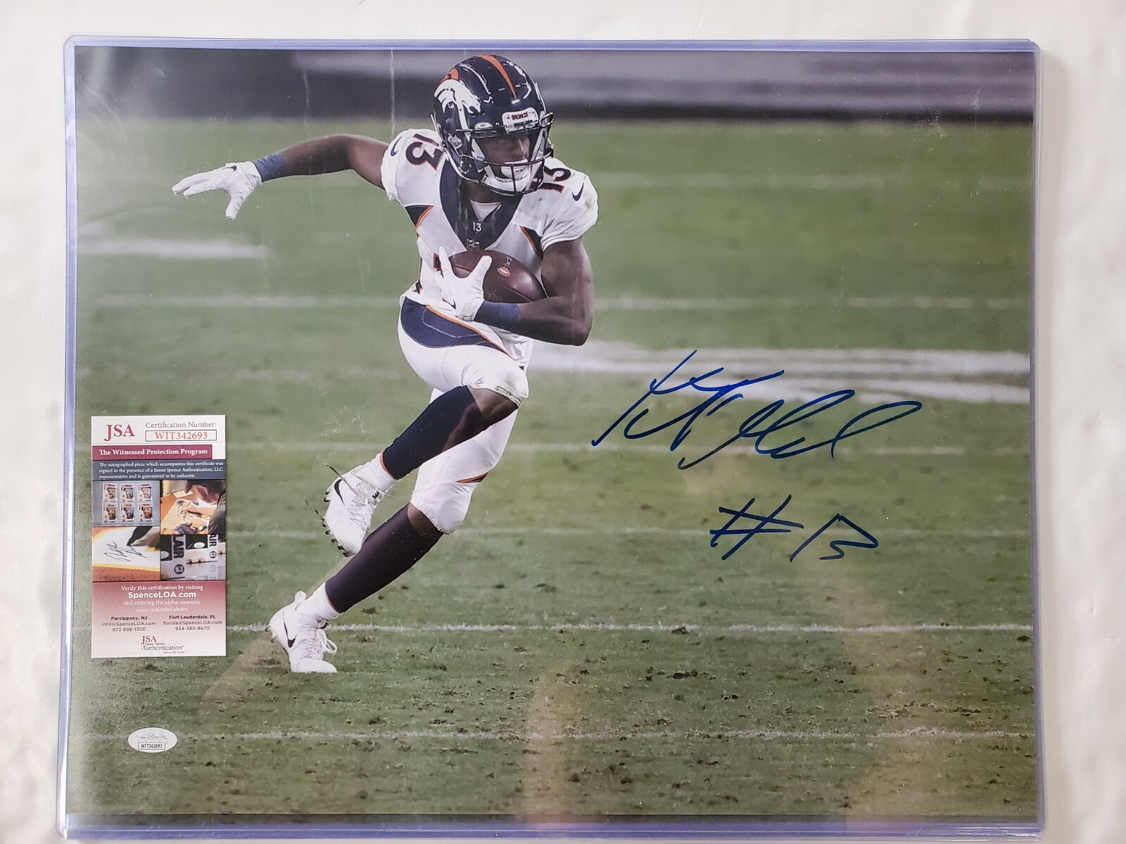 Kj Hamler Autographed Signed Denver Broncos 16X20 Photo Jsa Coa