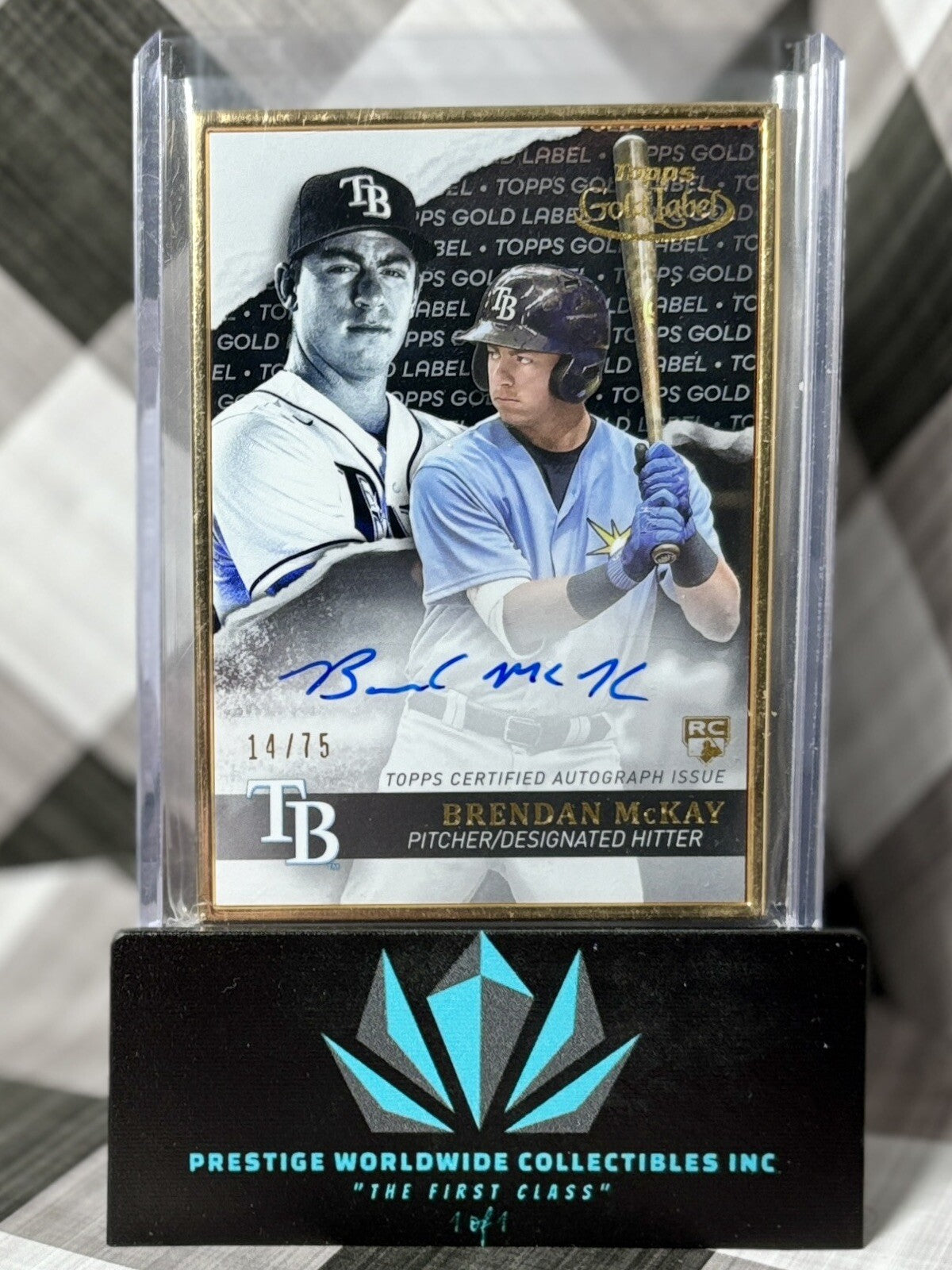 Brendan McKay 2020 Topps Gold Label Auto Framed Rookie /75 #GLA-BM TB Rays RC
