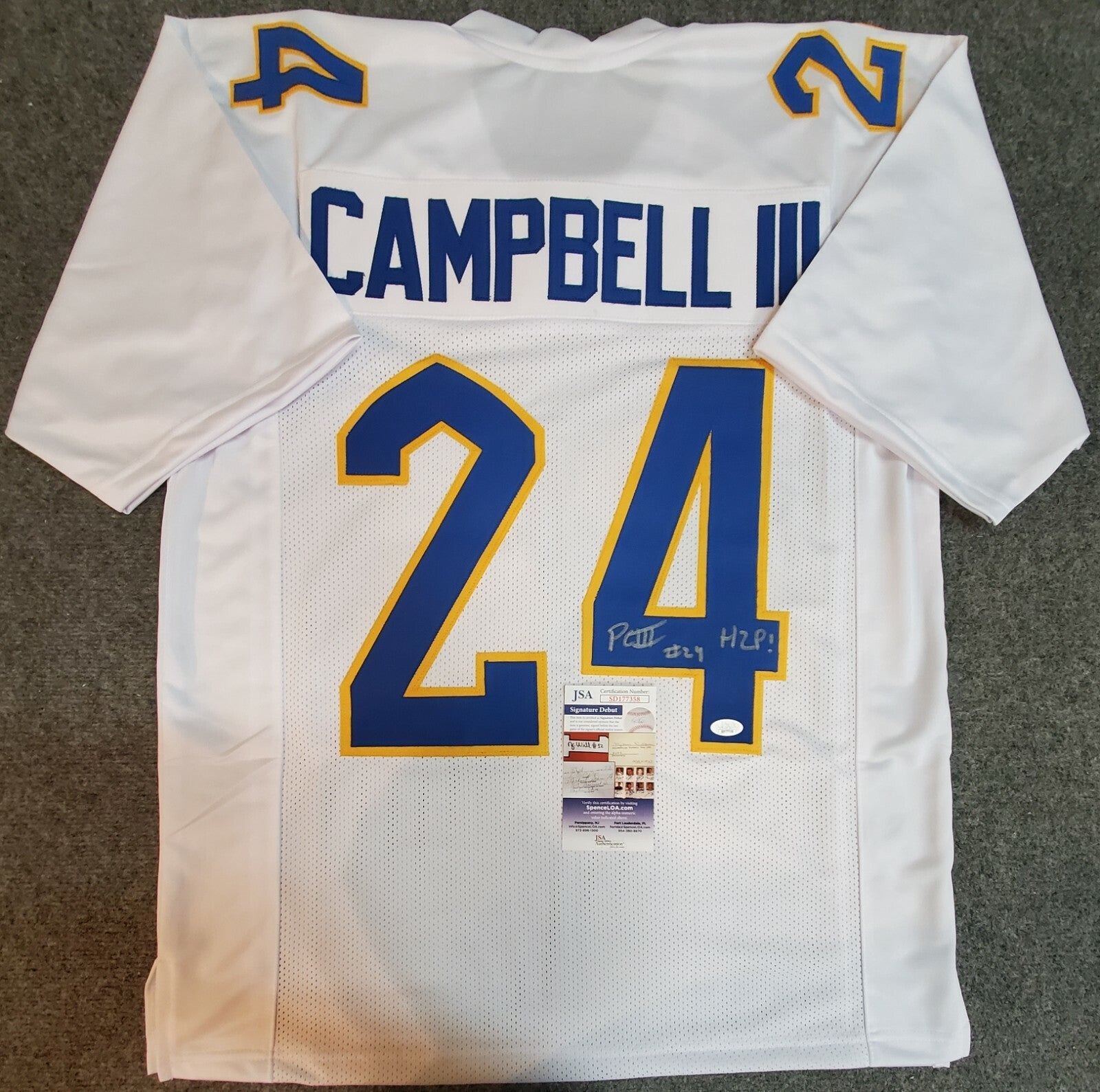 Pitt Panthers Phil Campbell Iii Signed Inscribed "H2p!" Jersey Jsa Coa
