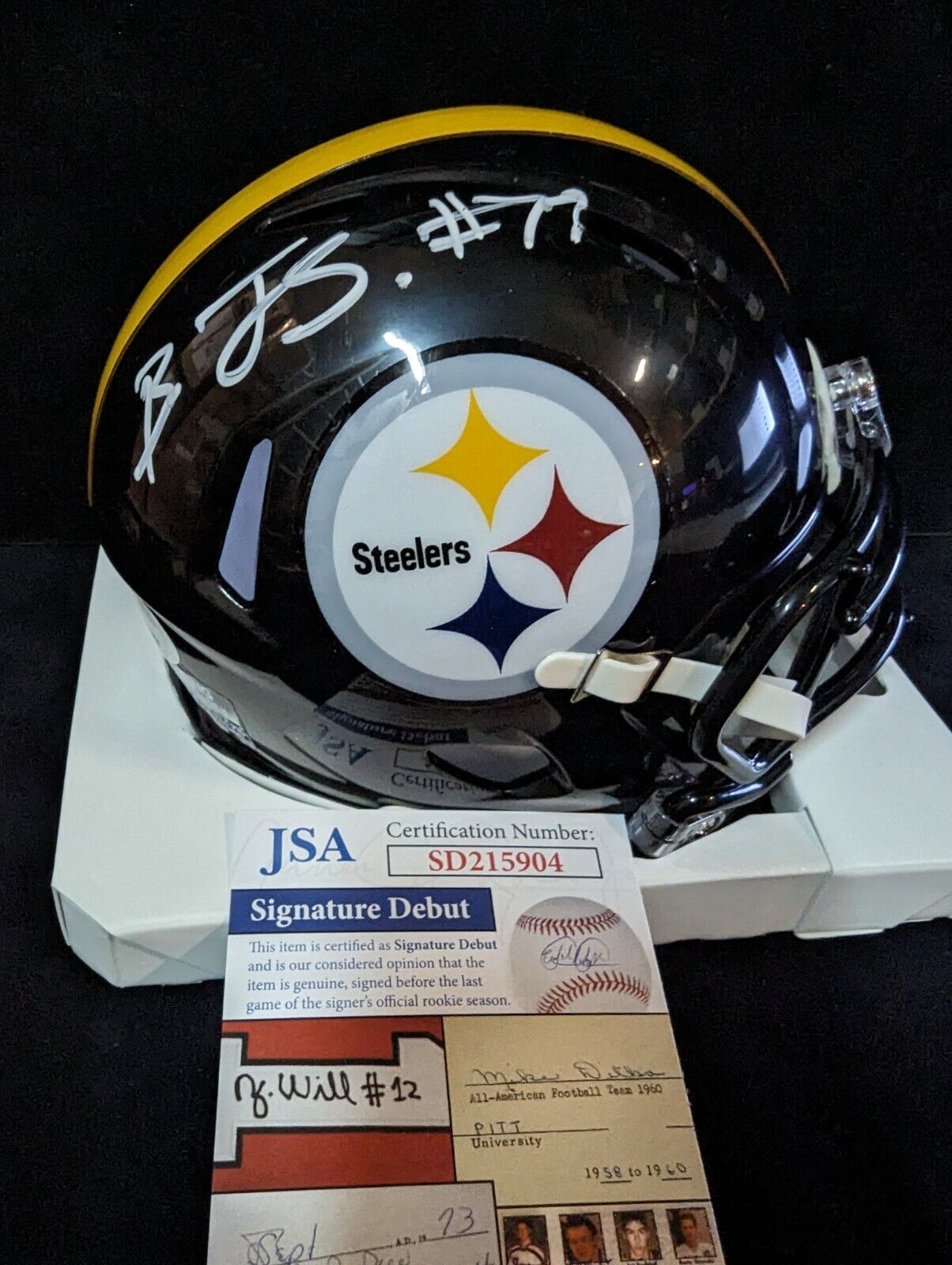 Pittsburgh Steelers Broderick Jones Autographed Speed Mini Helmet Jsa Coa
