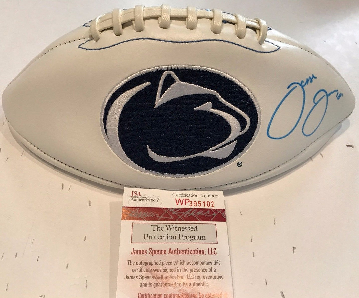 Jesse James Autographed Signed Penn State Logo Football Jsa Coa