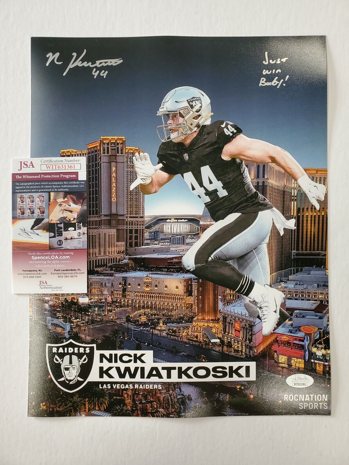 Oakland Raiders Nick Kwiatkoski Autographed Inscribed 11X14 Photo Jsa Coa