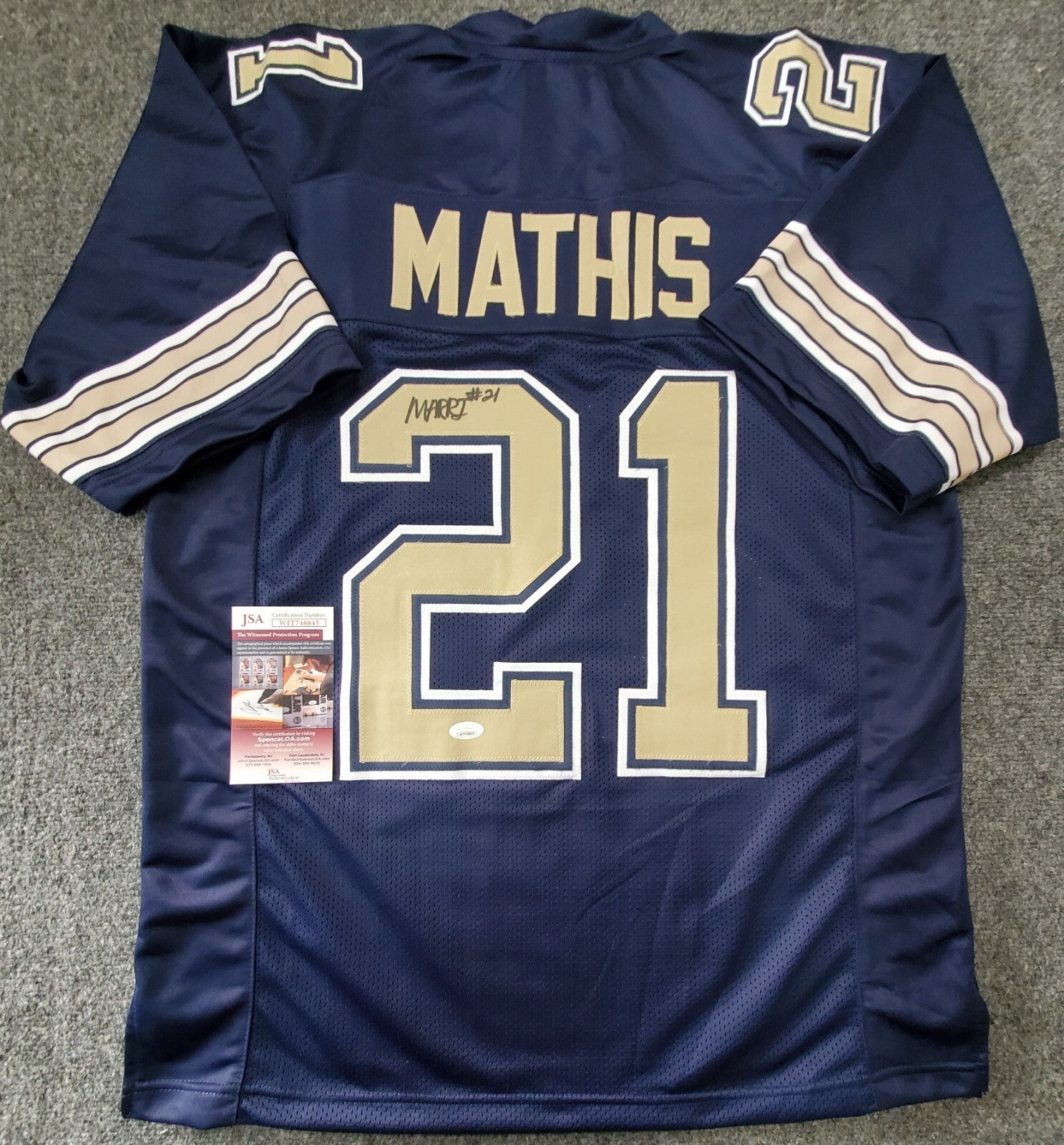 Pitt Panthers Damarri Mathis Autographed Signed Jersey Jsa Coa
