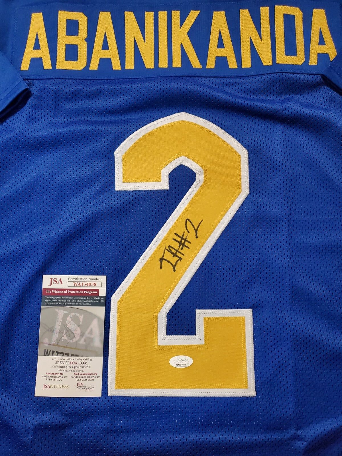 Pitt Panthers Israel "Izzy" Abanikanda Autographed Signed Jersey Jsa Coa