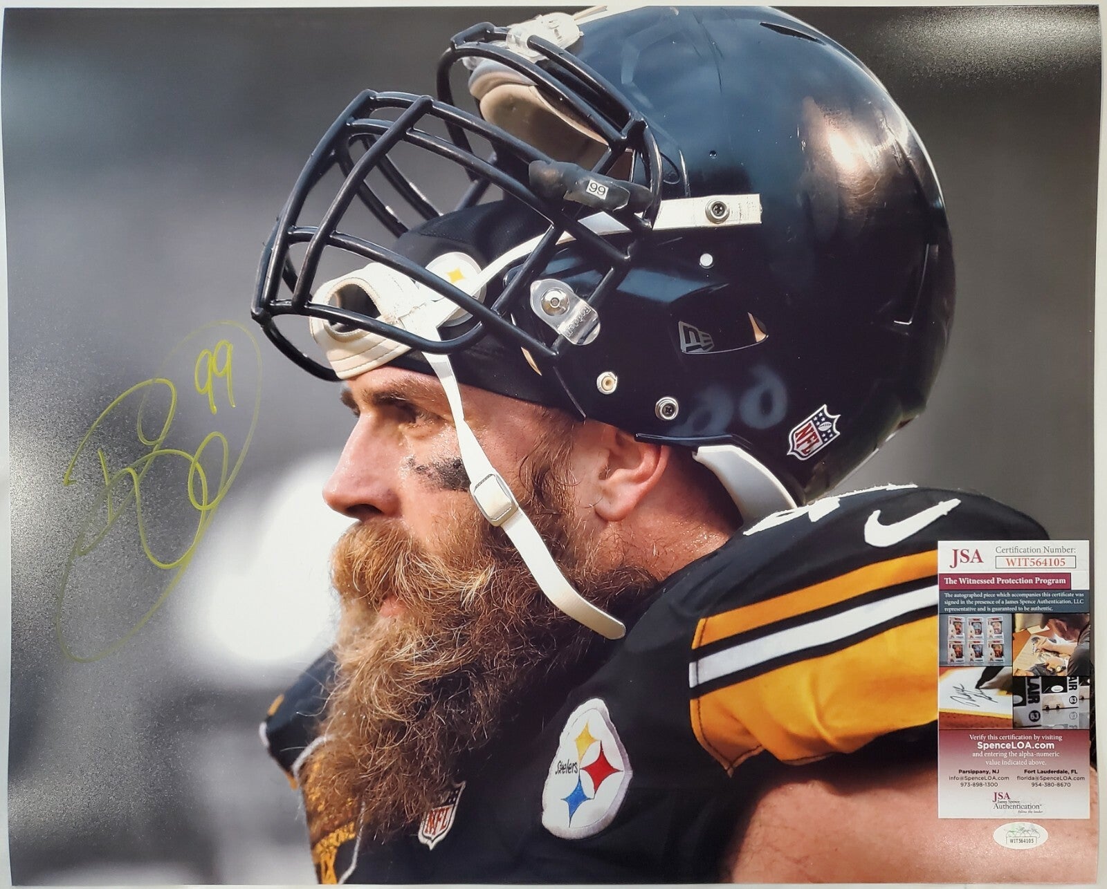 Pittsburgh Steelers Brett Keisel Autographed 16X20 Photo Jsa Coa