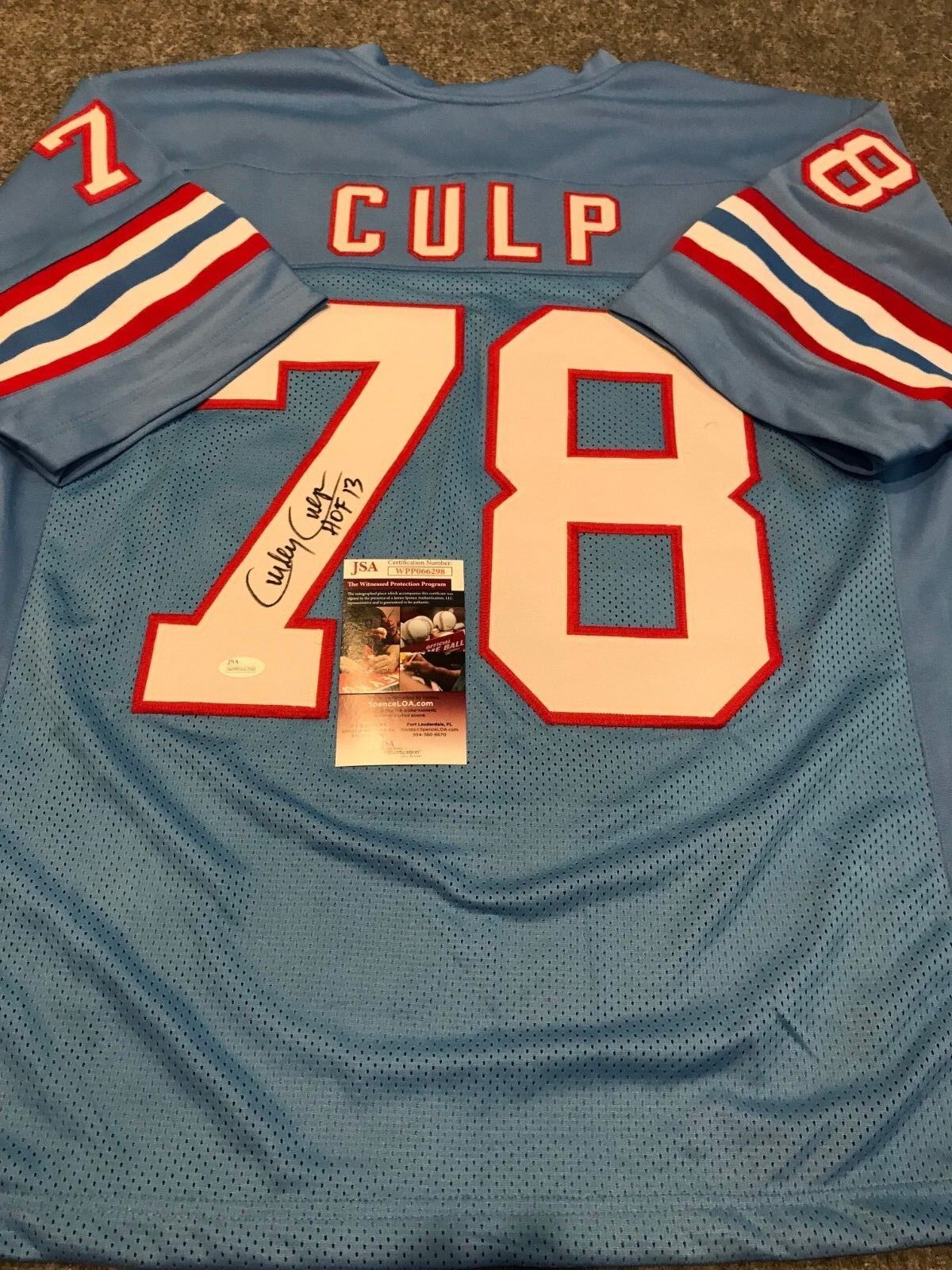 Houston Oilers Curley Culp Autographed Signed Inscribed Jersey Jsa Coa