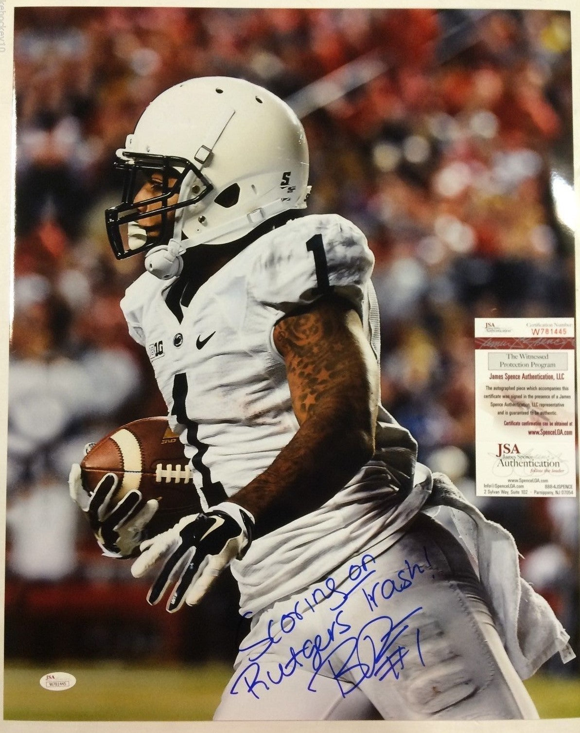 Bill Belton Autographed Signed Inscribed Penn State 16X20 Photo Jsa Coa