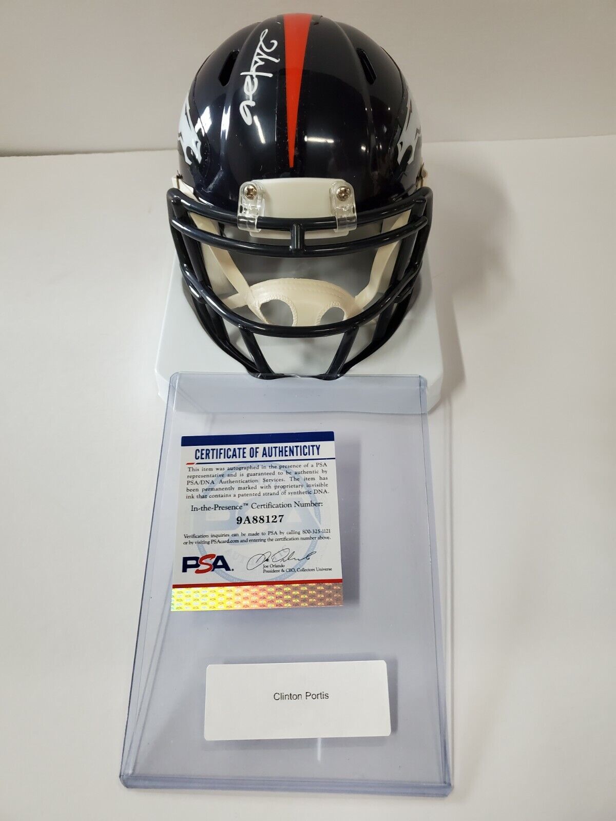Denver Broncos Clinton Portis Autographed Signed Speed Mini Helmet Psa Coa