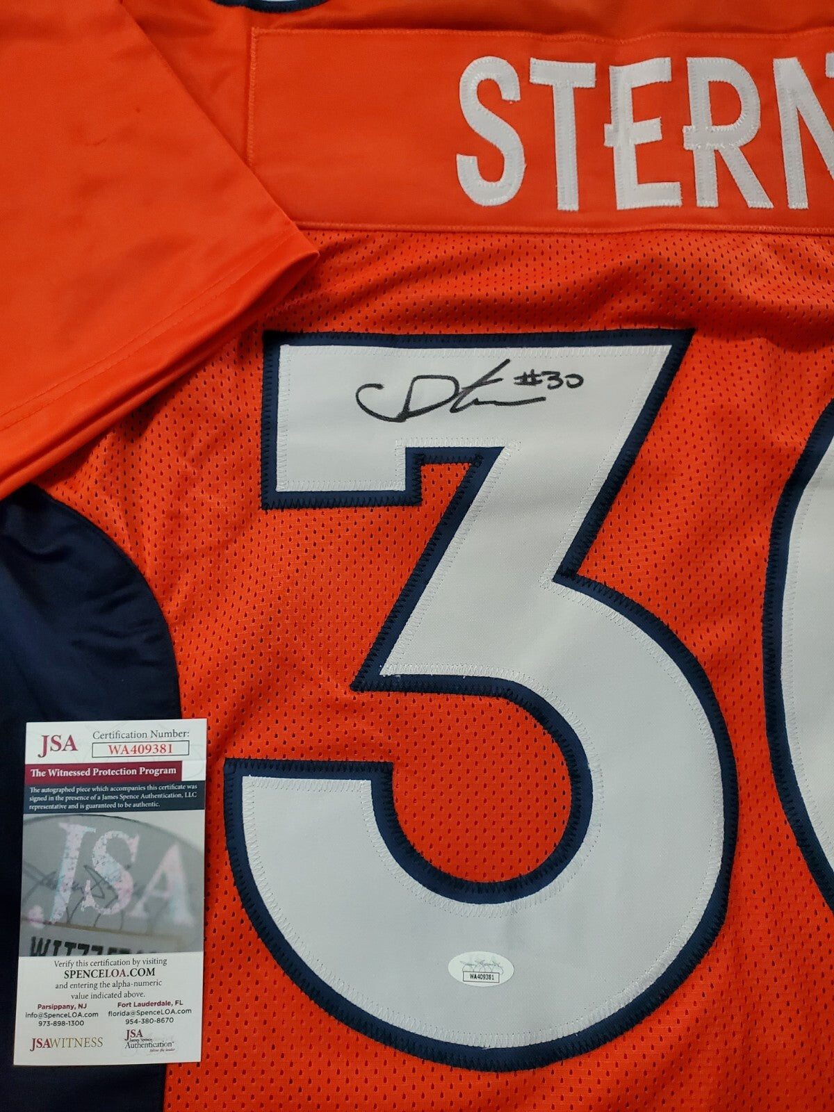 Denver Broncos Caden Sterns Autographed Signed Jersey Jsa Coa