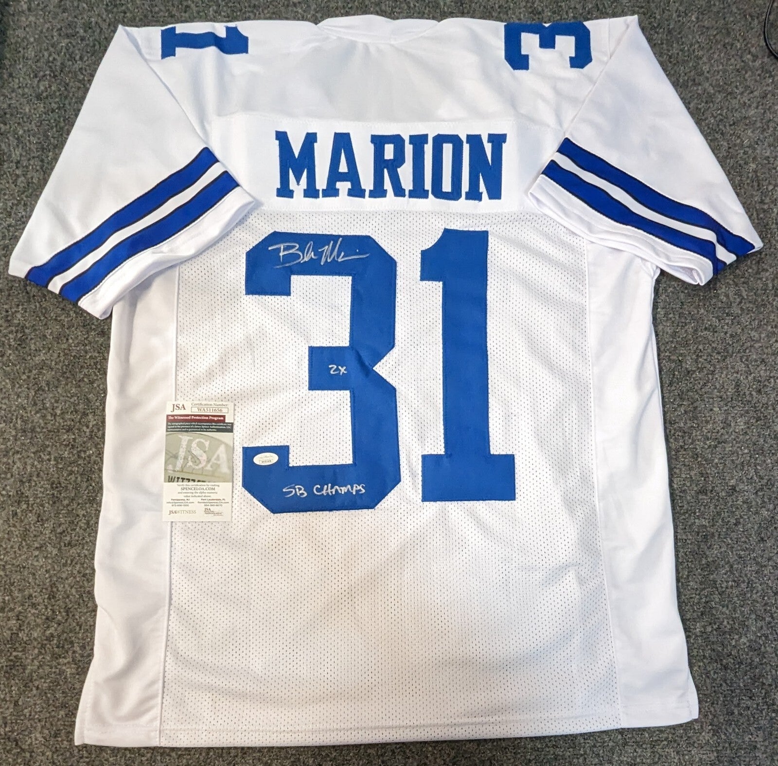Dallas Cowboys Brock Marion Autographed Signed Jersey Jsa Coa