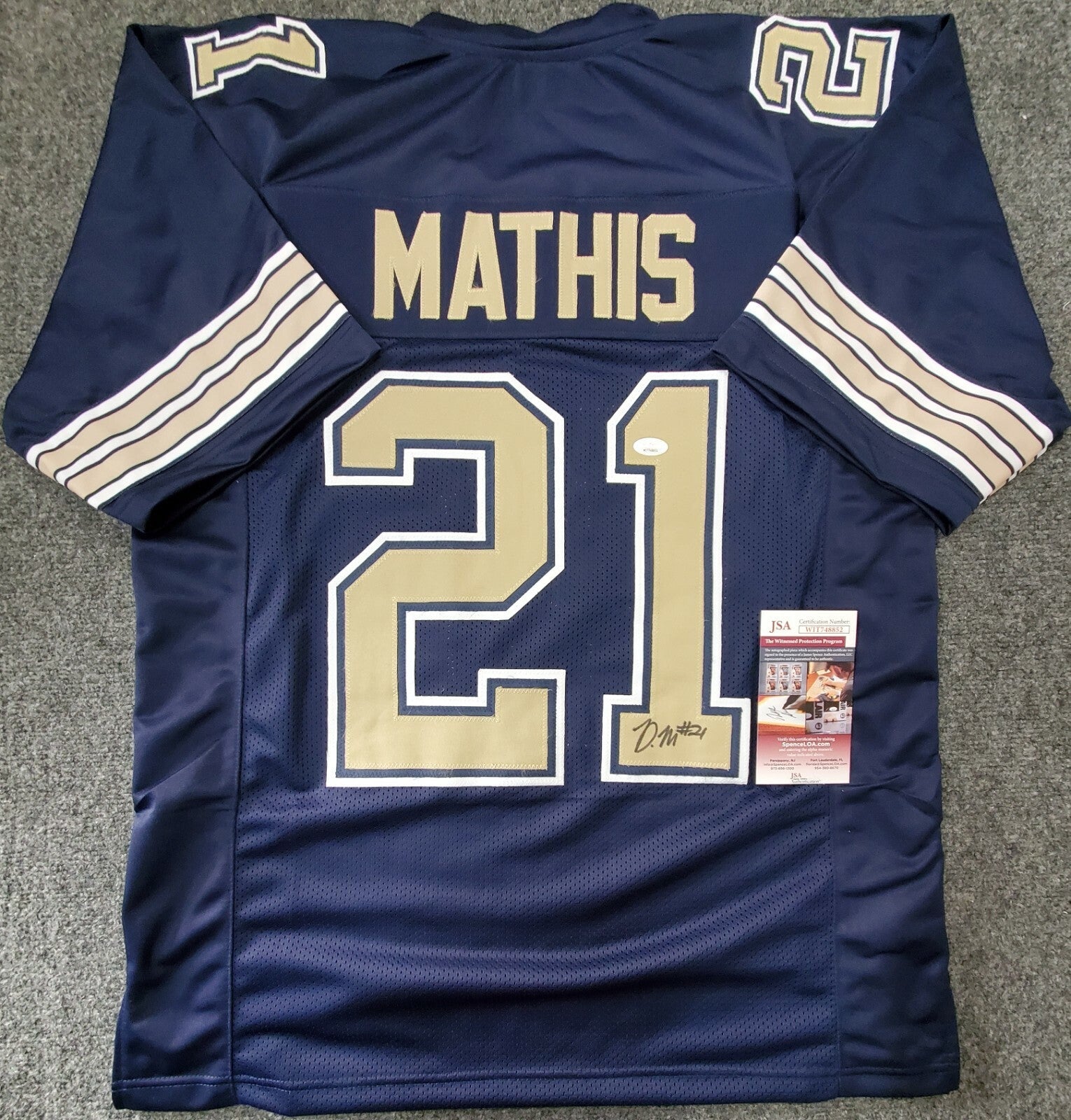 Pitt Panthers Damarri Mathis Autographed Signed Jersey Jsa Coa