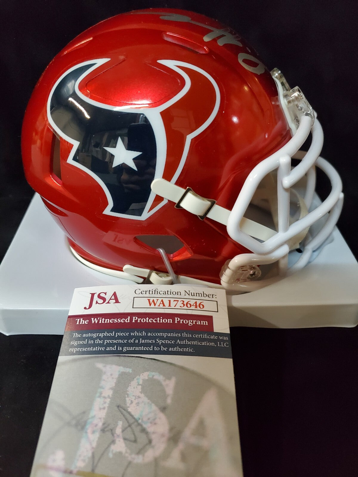 Houston Texans Daesean Hamilton Signed Inscribed Flash Mini Helmet Jsa Coa