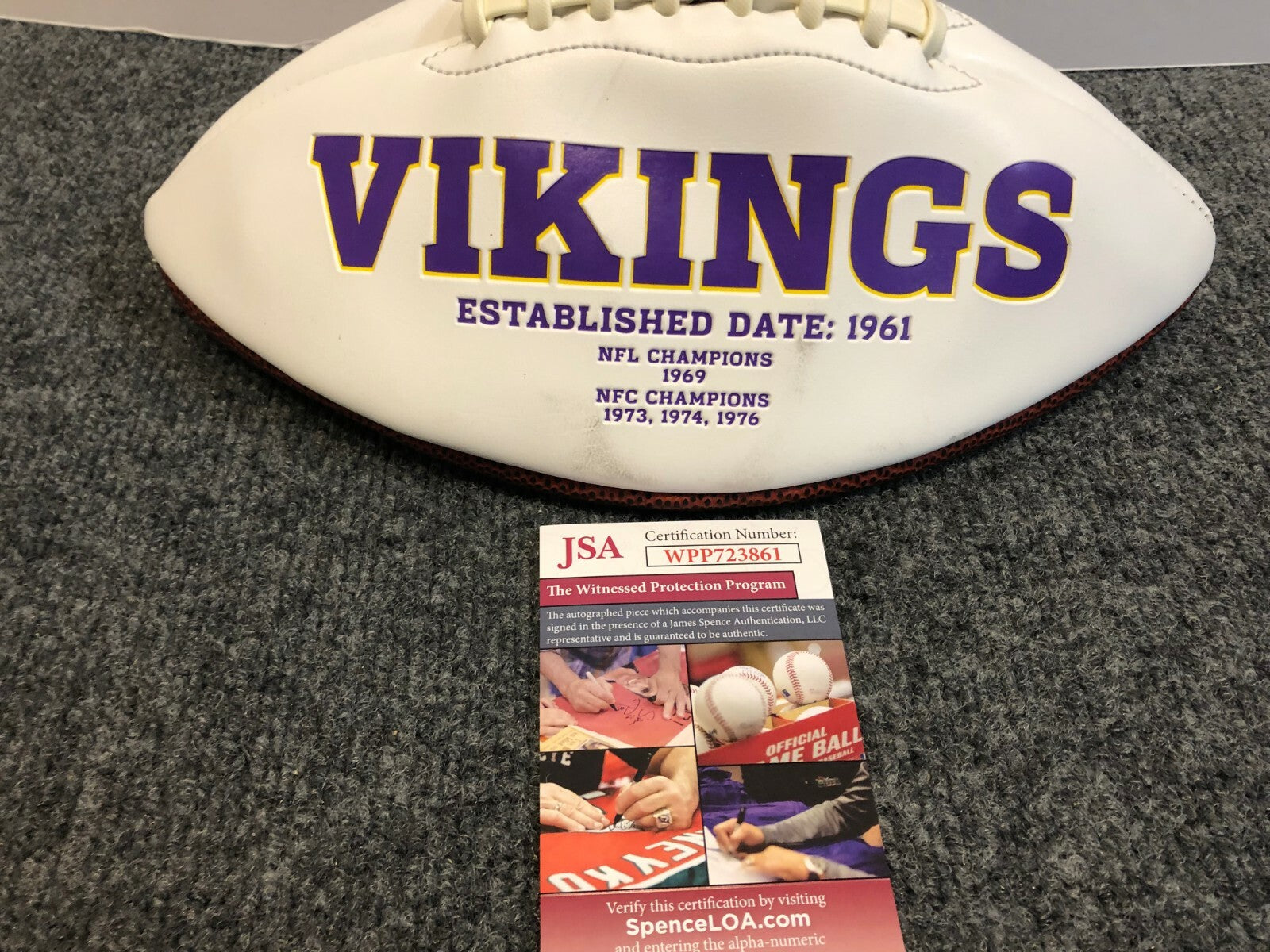 Garrett Bradbury Autographed Signed Insc Minnesota Vikings Logo Football Jsa Coa