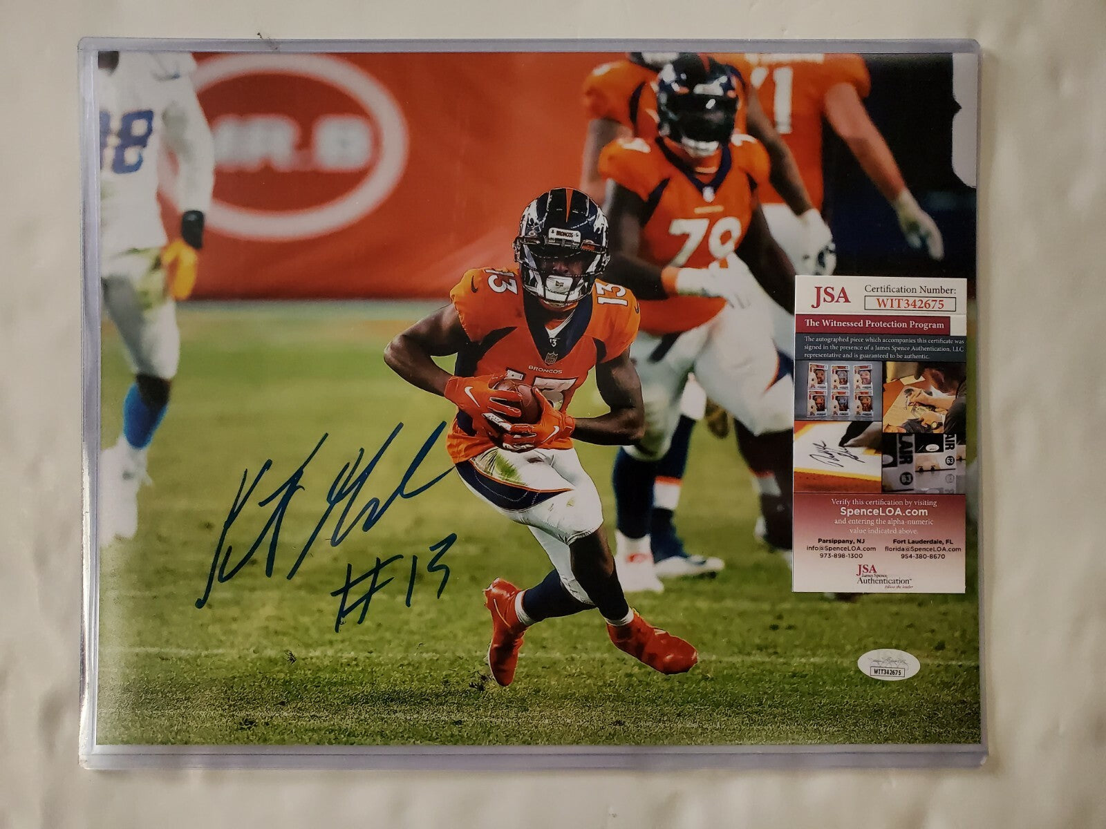 Kj Hamler Autographed Signed Denver Broncos 11X14 Photo Jsa Coa
