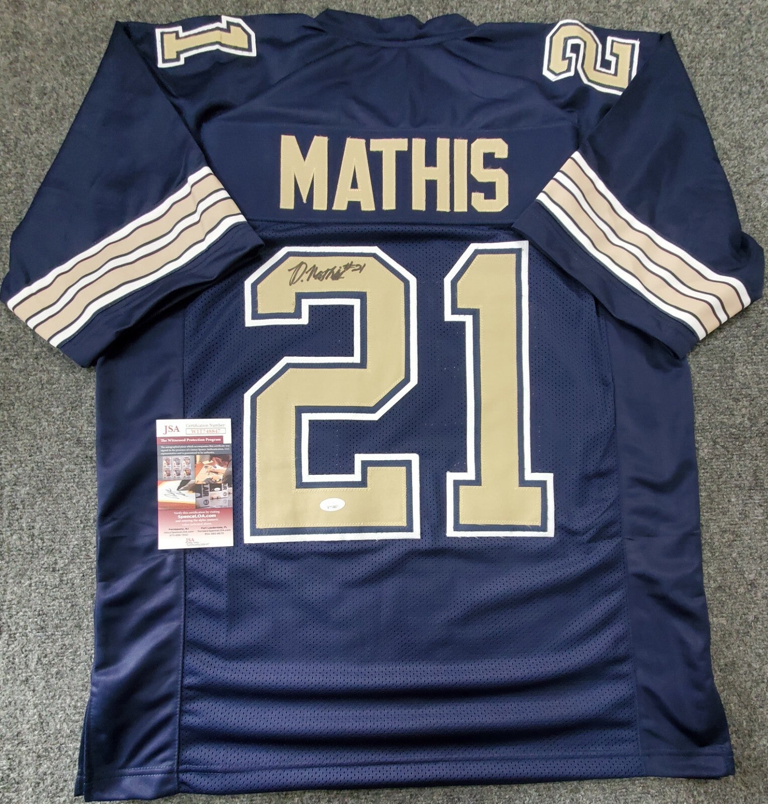 Pitt Panthers Damarri Mathis Autographed Signed Jersey Jsa Coa