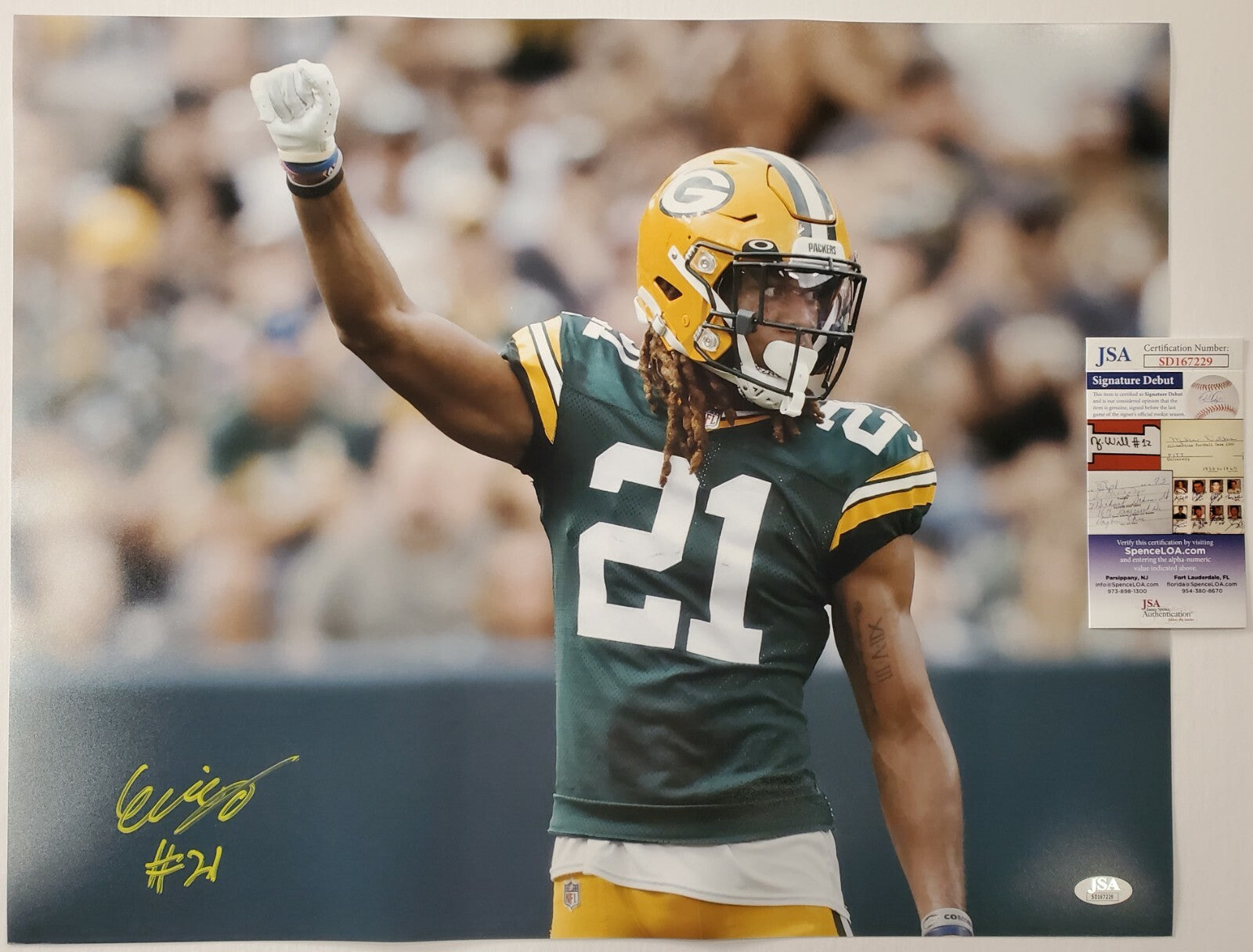 Green Bay Packers Eric Stokes Autographed 16X20 Photo Jsa Coa