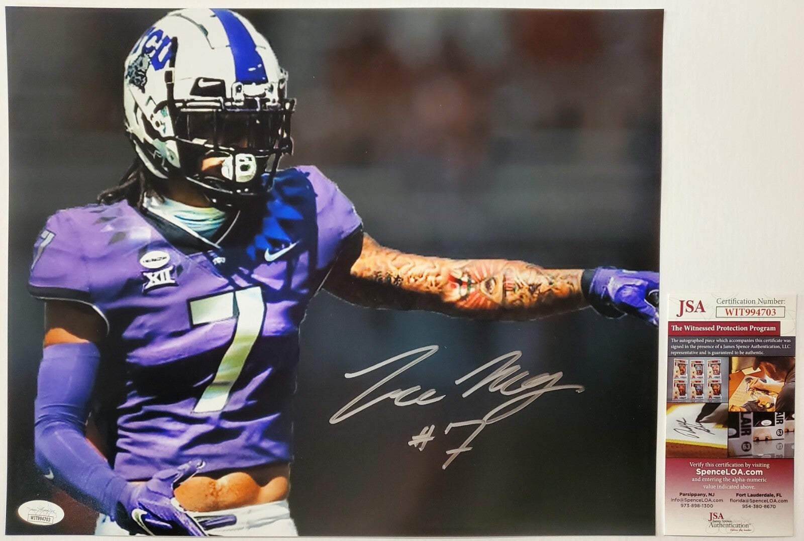 Tcu Horned Frogs Tre'von Moehrig Autographed Signed 11X14 Photo Jsa Coa