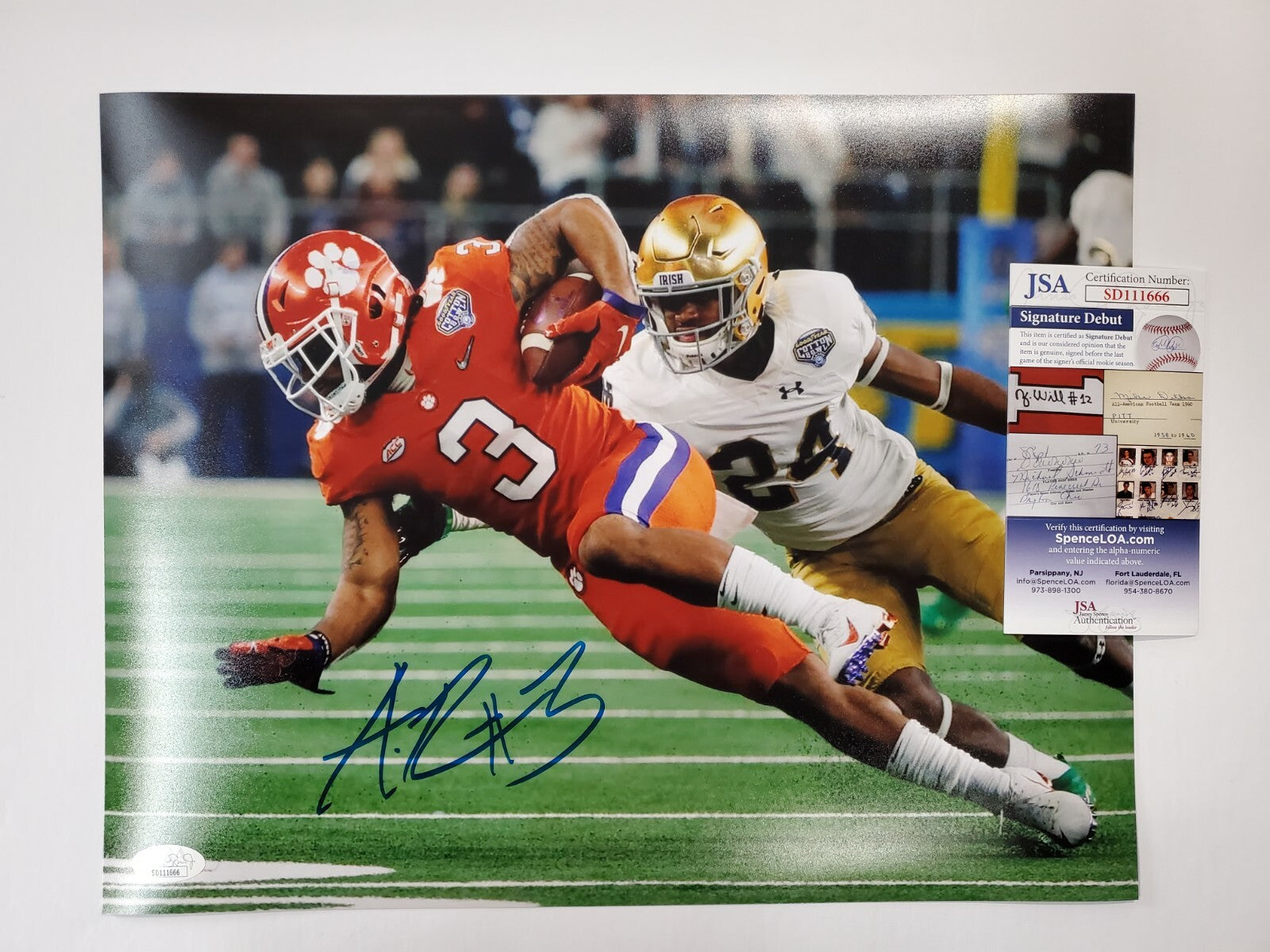 Clemson Tigers Amari Rodgers Autographed Signed 11X14 Photo Jsa Coa