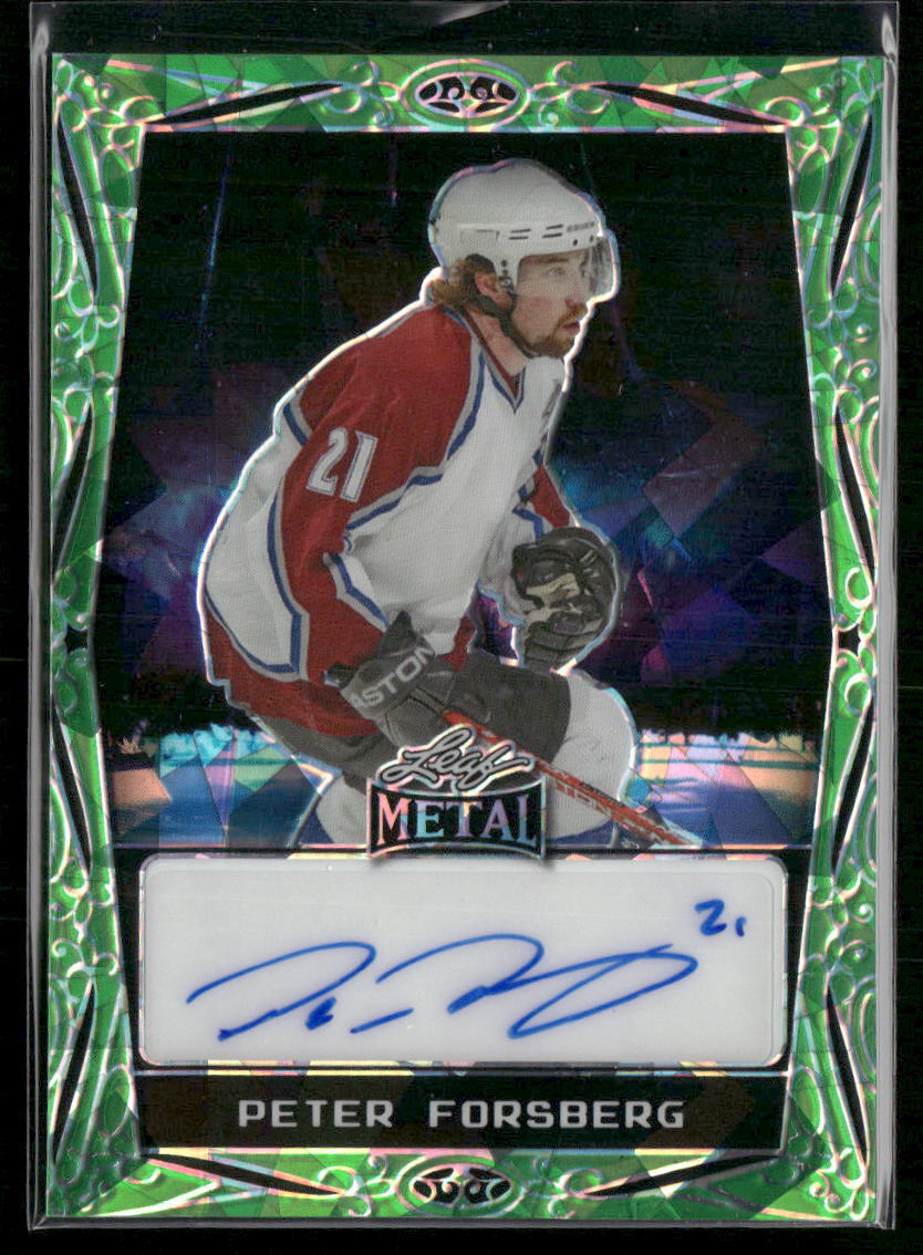 2024 Leaf Metal Hockey Legend Autographs Peter Forsberg Acetate Green Holo
