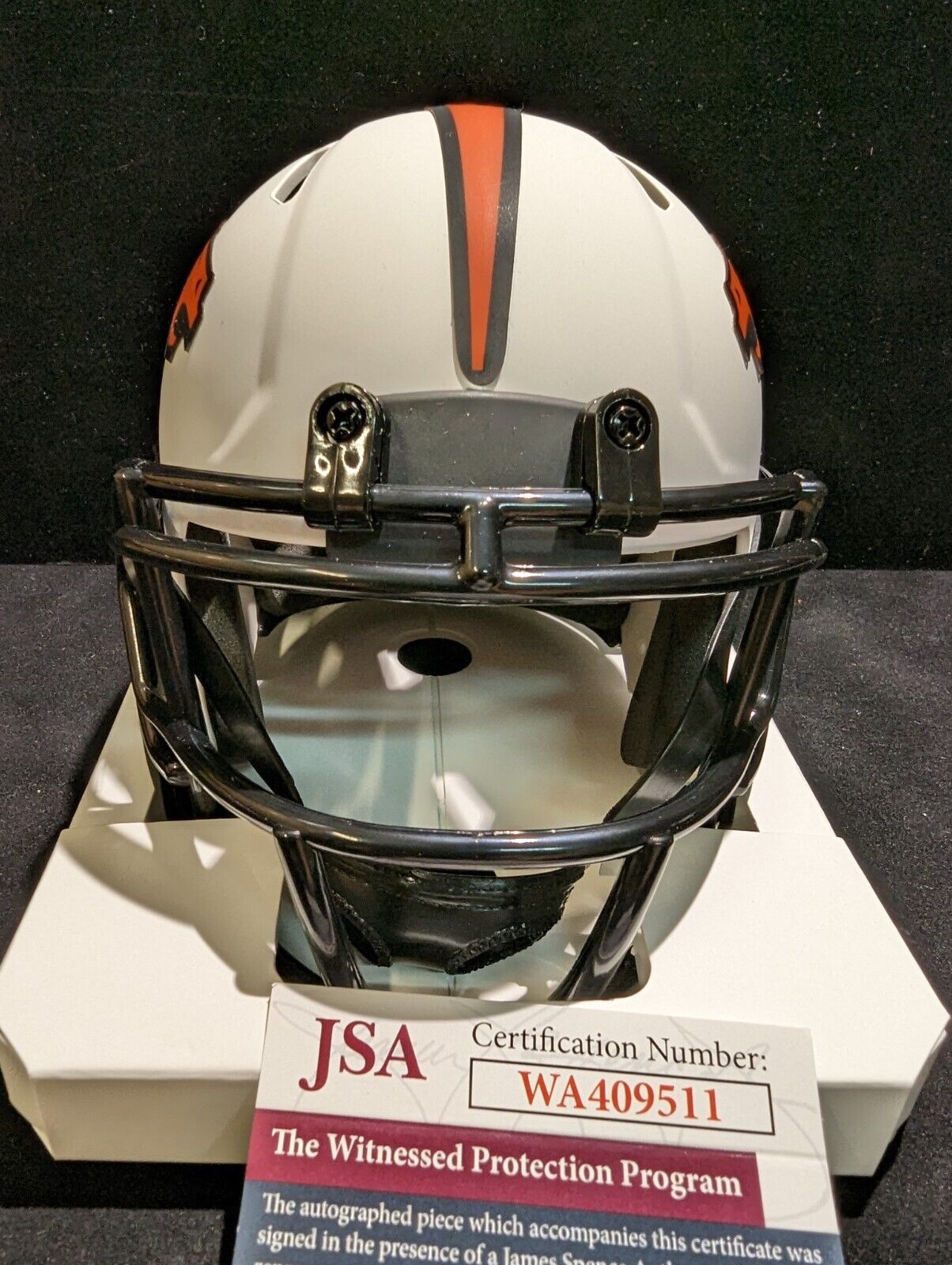 Denver Broncos Caden Sterns Autographed Lunar Mini Helmet Jsa Coa