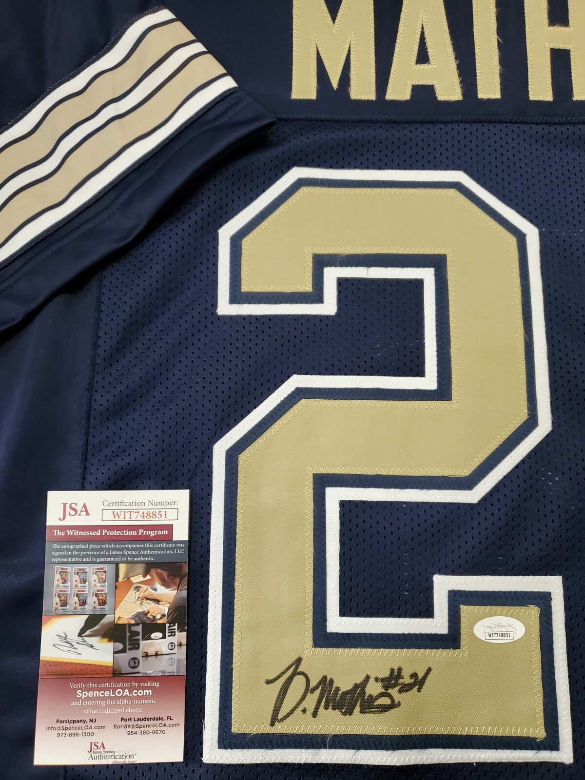 Pitt Panthers Damarri Mathis Autographed Signed Jersey Jsa Coa