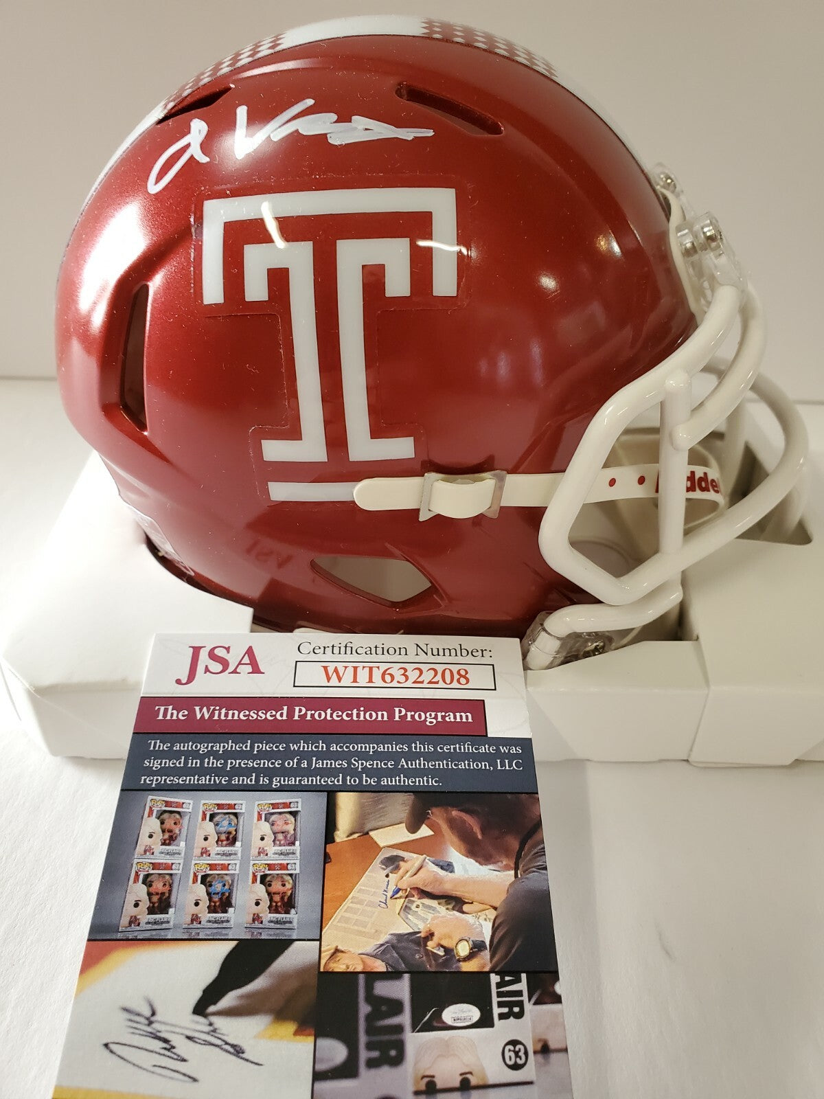 Temple Owls Isaiah Wright Autographed Signed Mini Helmet Jsa Coa