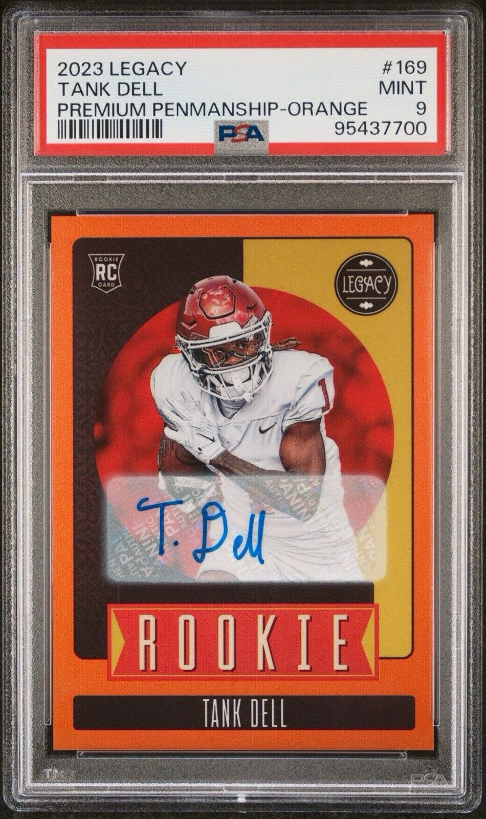 Tank Dell 2023 Legacy Penmanship Orange Rookie Auto /149 PSA 9 #169 Texans RC