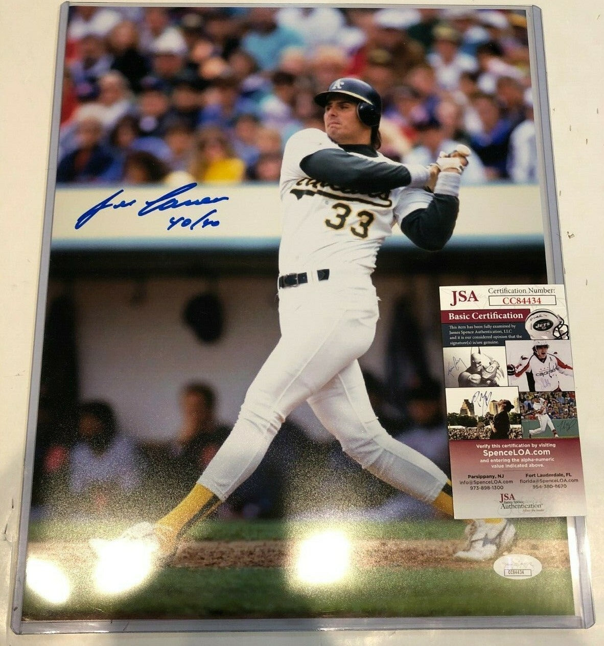 Oakland A's Jose Canseco Autographed Signed Inscribed 11X14 Photo Jsa Coa