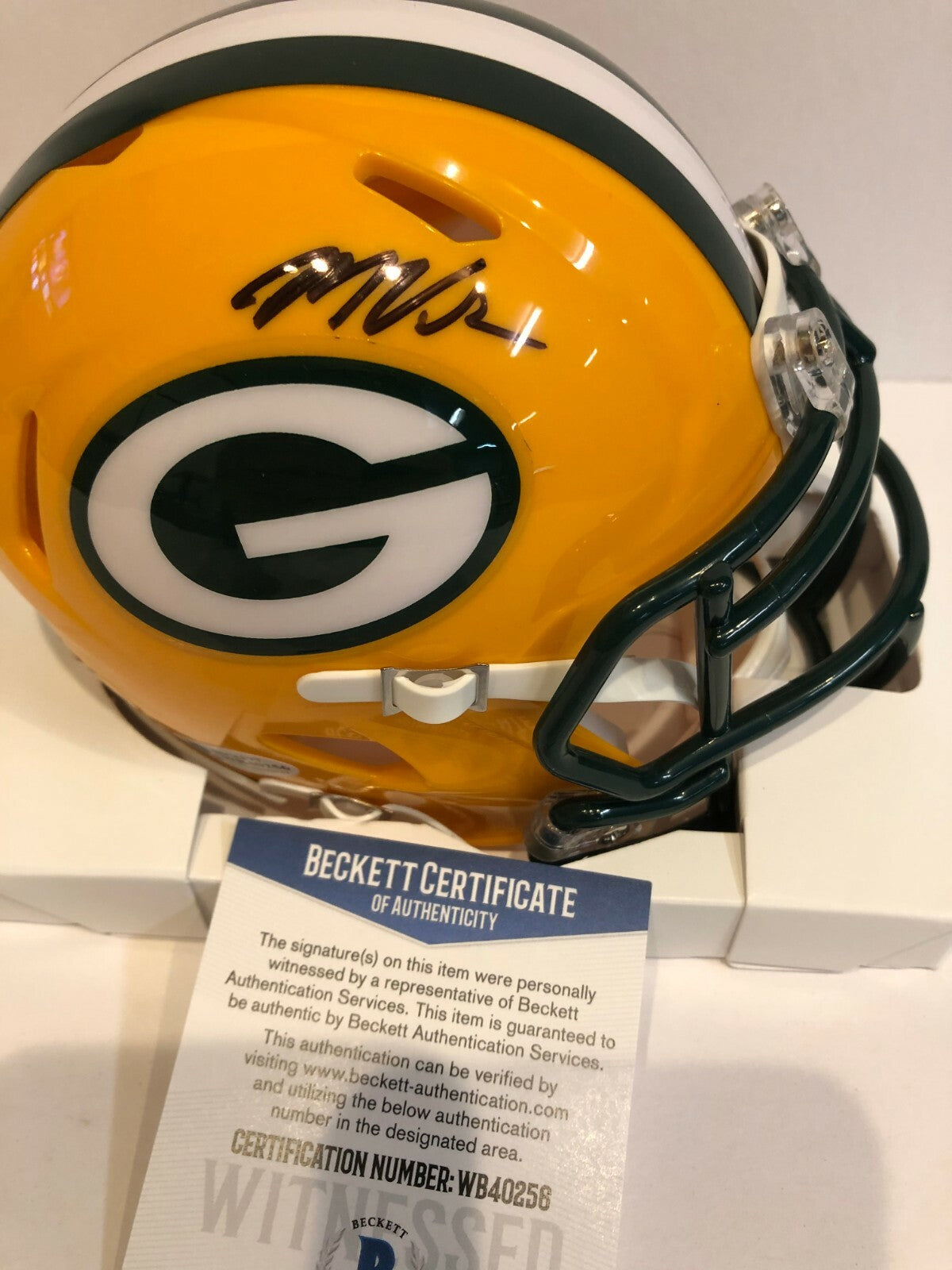 Marquez Valdes-Scantling Autographed Signed G.B. Packers Mini Helmet Beckett Coa