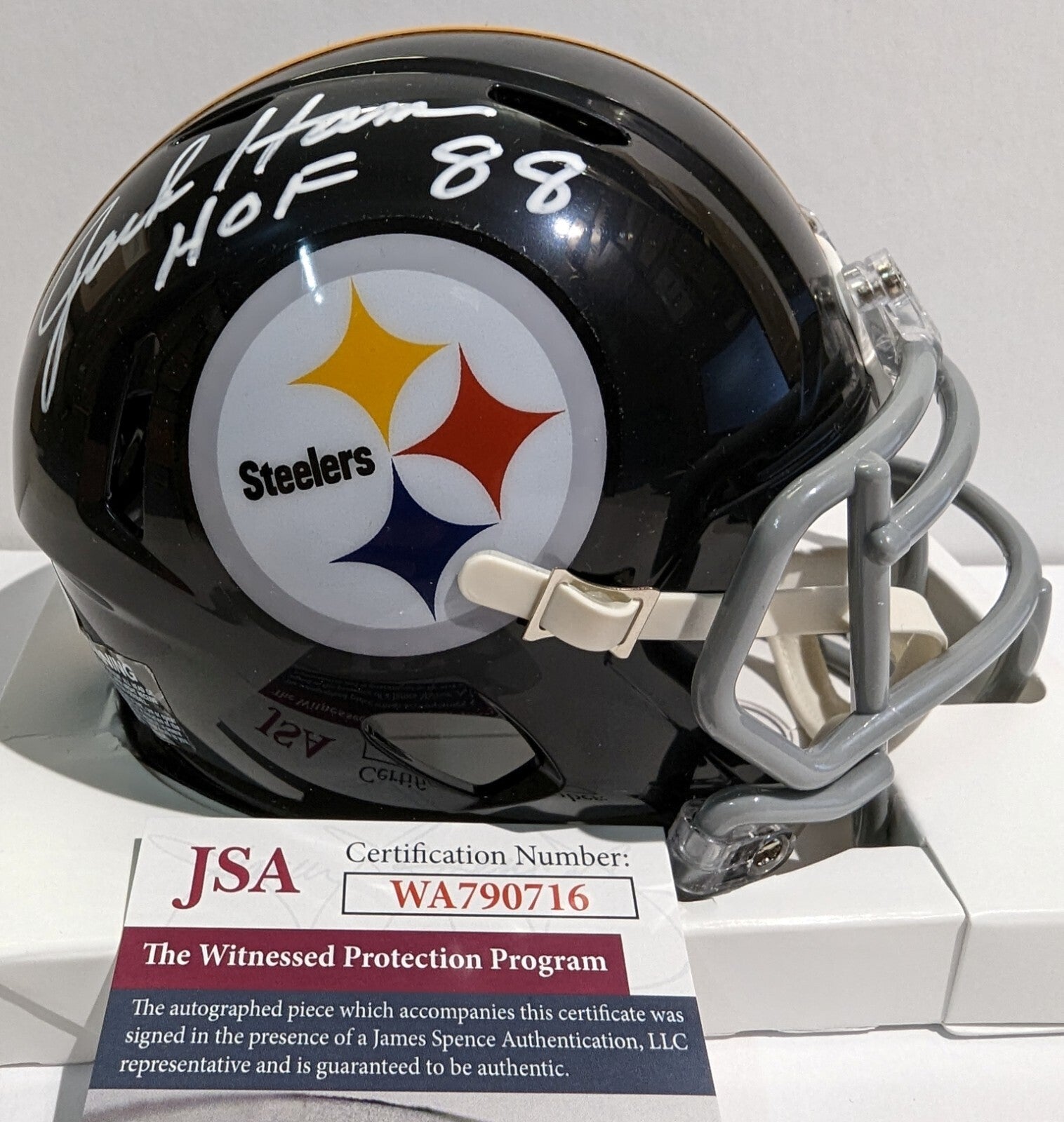 Pittsburgh Steelers Jack Ham Signed Inscribed "Hof 88" Speed Mini Helmet Jsa Coa