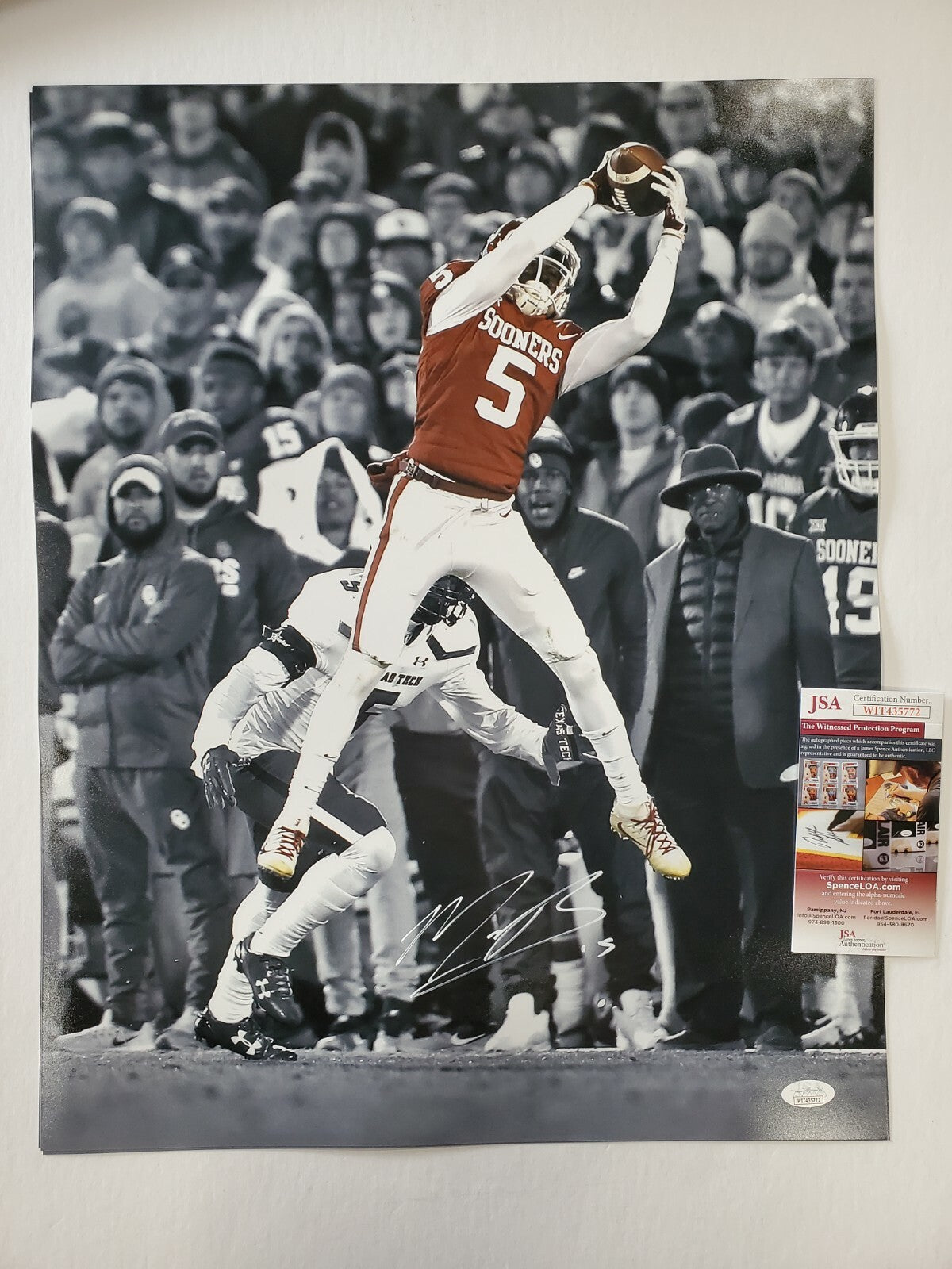 Oklahoma Sooners Marquise Brown Autographed Signed 16X20 Photo Jsa Coa
