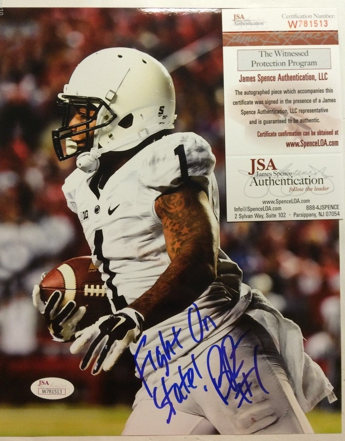 Bill Belton Autographed Inscribed Signed Penn State 8X10 Photo Jsa Coa