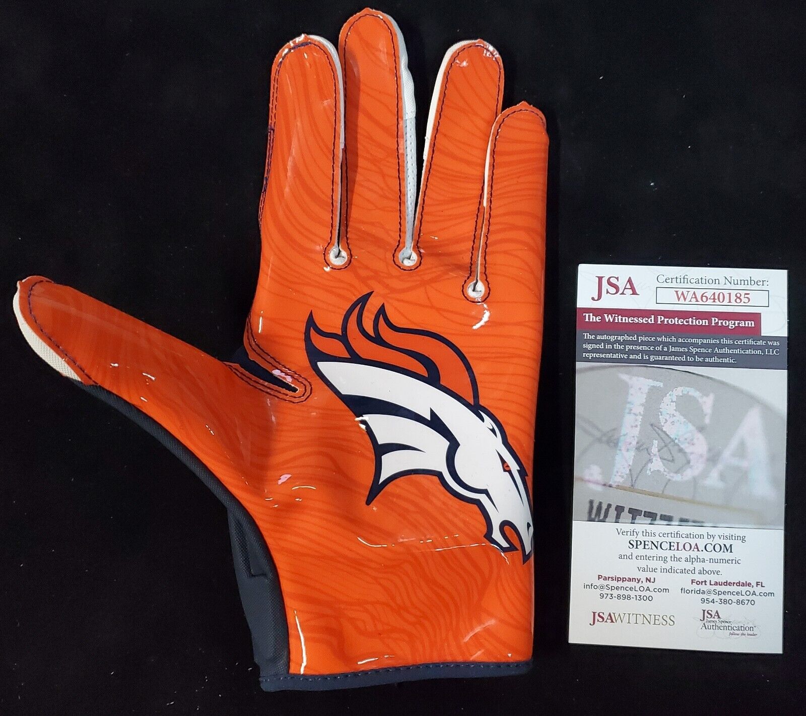 Denver Broncos Damarri Mathis Autographed Signed Glove Jsa Coa