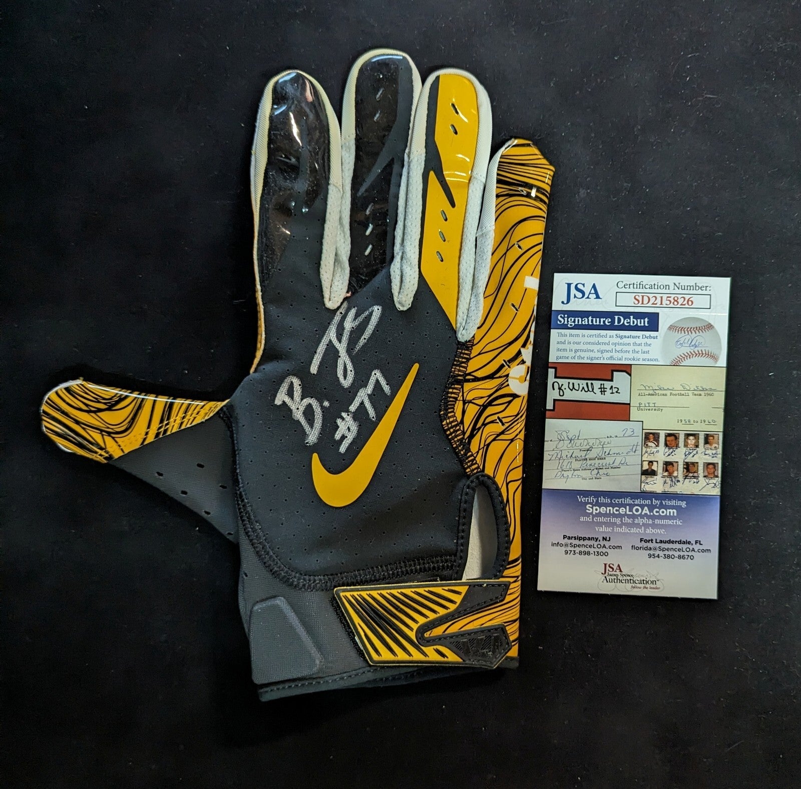 Pittsburgh Steelers Broderick Jones Signed Glove Jsa Coa