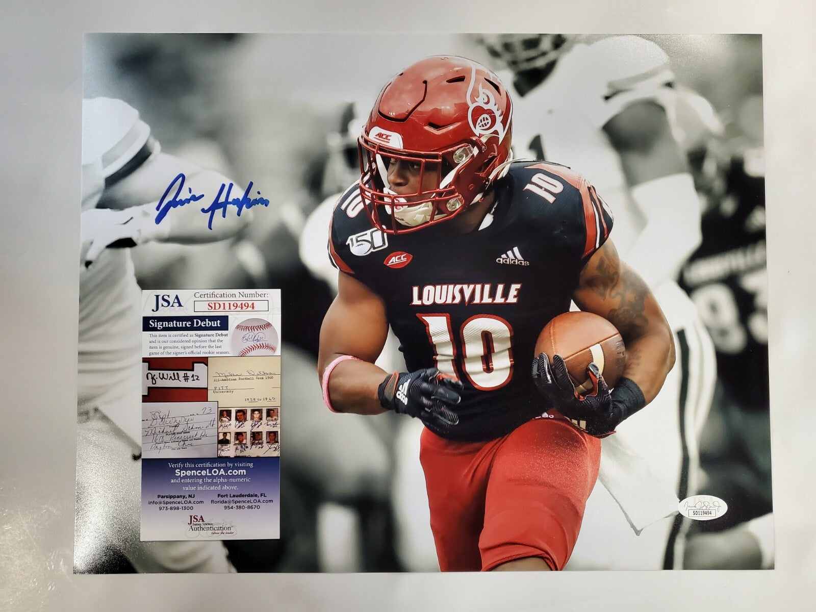 Louisville Cardinals Javian Hawkins Autographed 11X14 Photo Jsa Coa