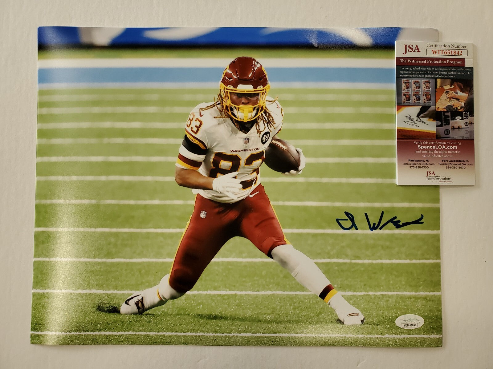 Washington Football Team Isaiah Wright Autographed 11X14 Photo Jsa Coa