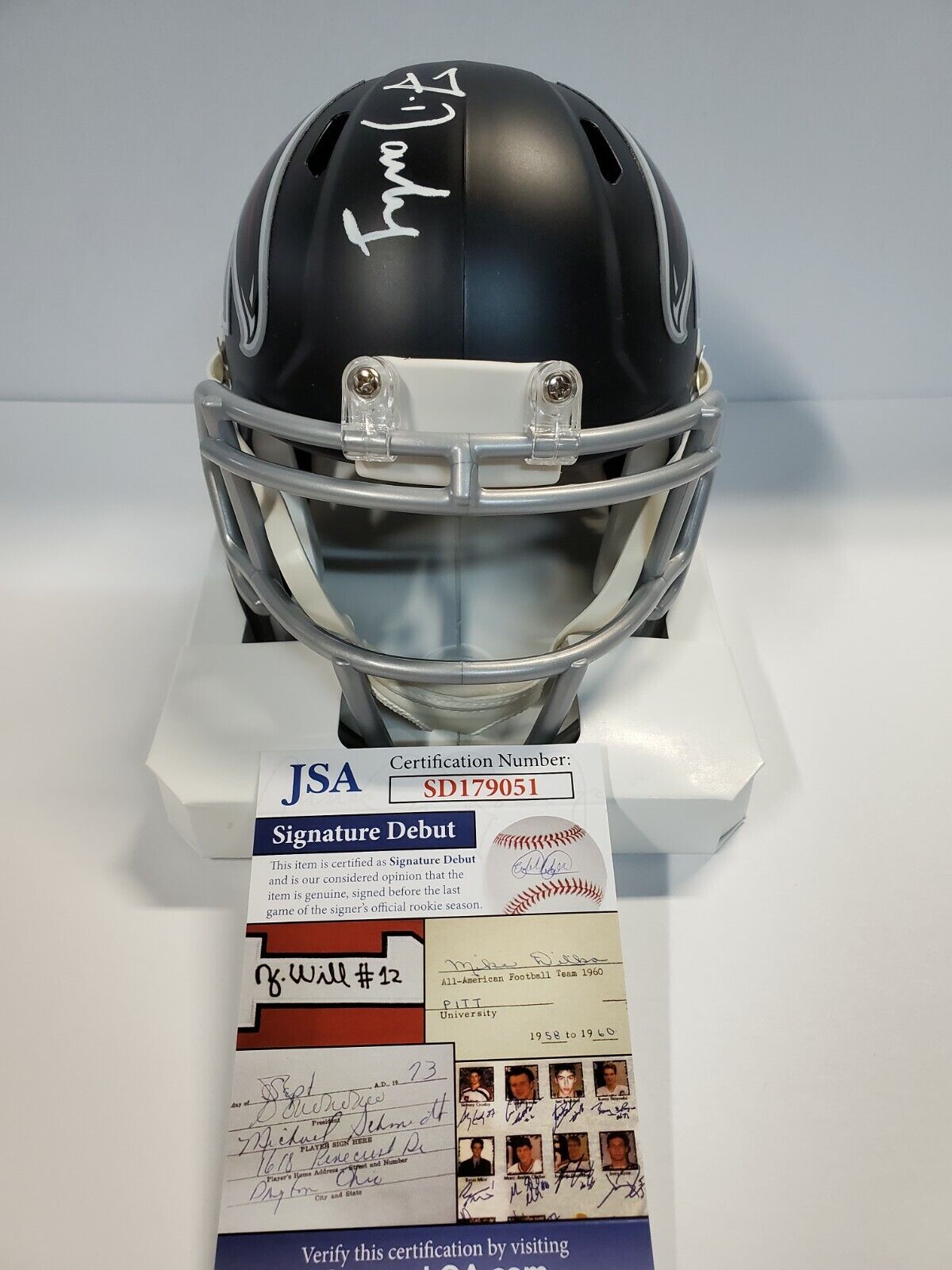 Atlanta Falcons Frank Darby Autographed Signed Speed Mini Helmet Jsa Coa