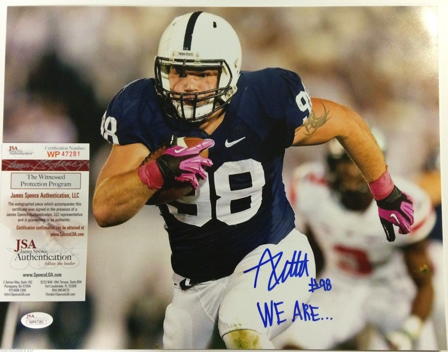 Anthony Zettel Autographed Signed Inscribed Penn State 11X14 Photo Jsa Coa