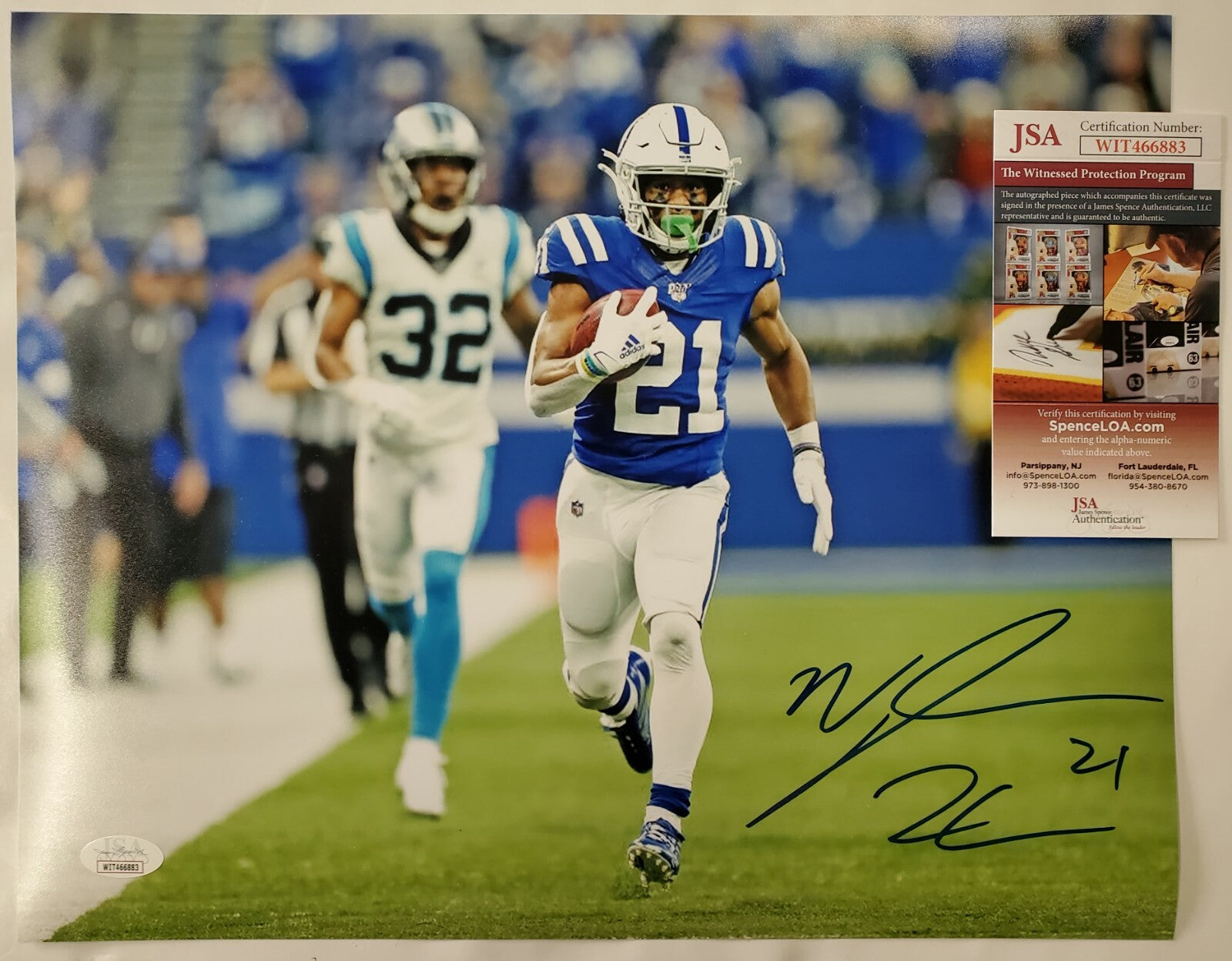 Indianapolis Colts Nyheim Hines Autographed Signed 11X14 Photo Jsa Coa