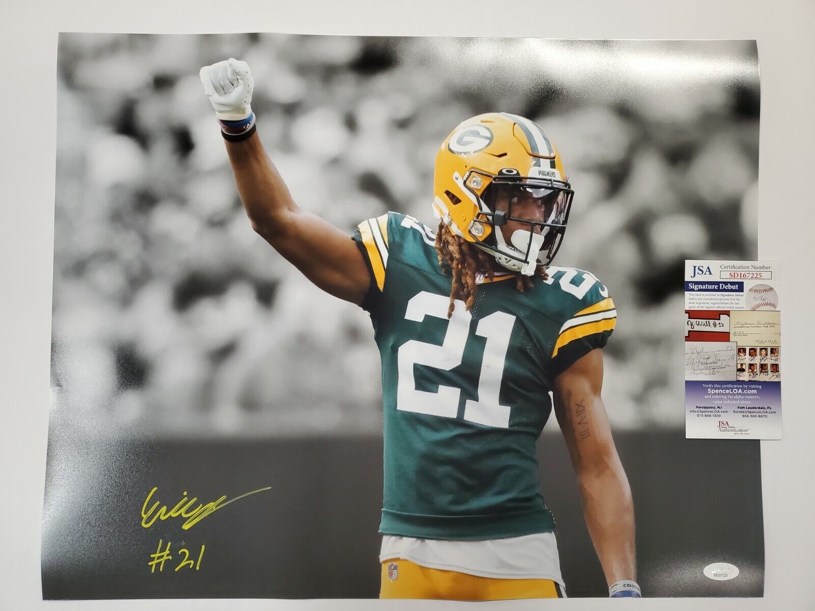 Green Bay Packers Eric Stokes Autographed 16X20 Photo Jsa Coa