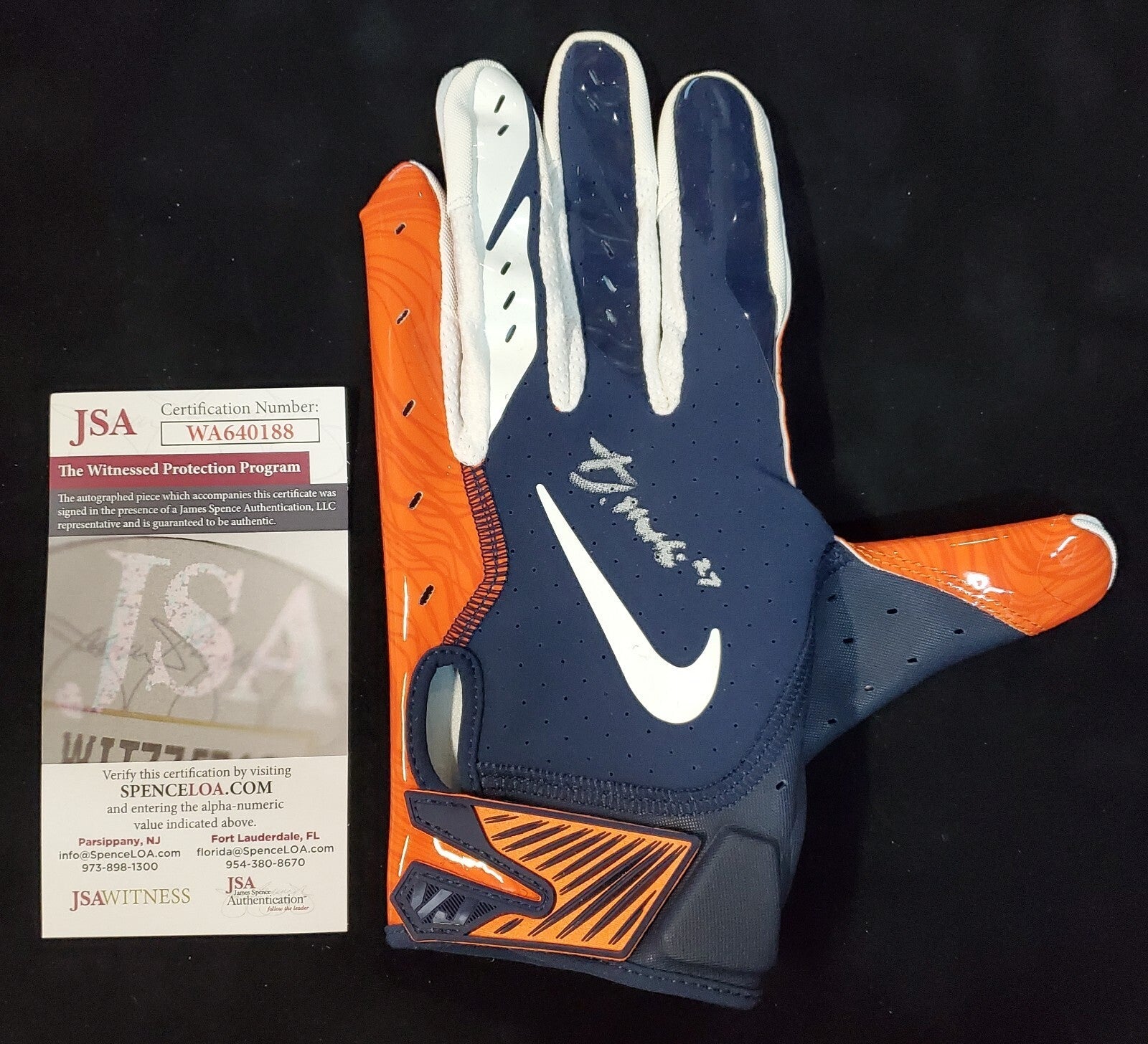 Denver Broncos Damarri Mathis Autographed Signed Glove Jsa Coa