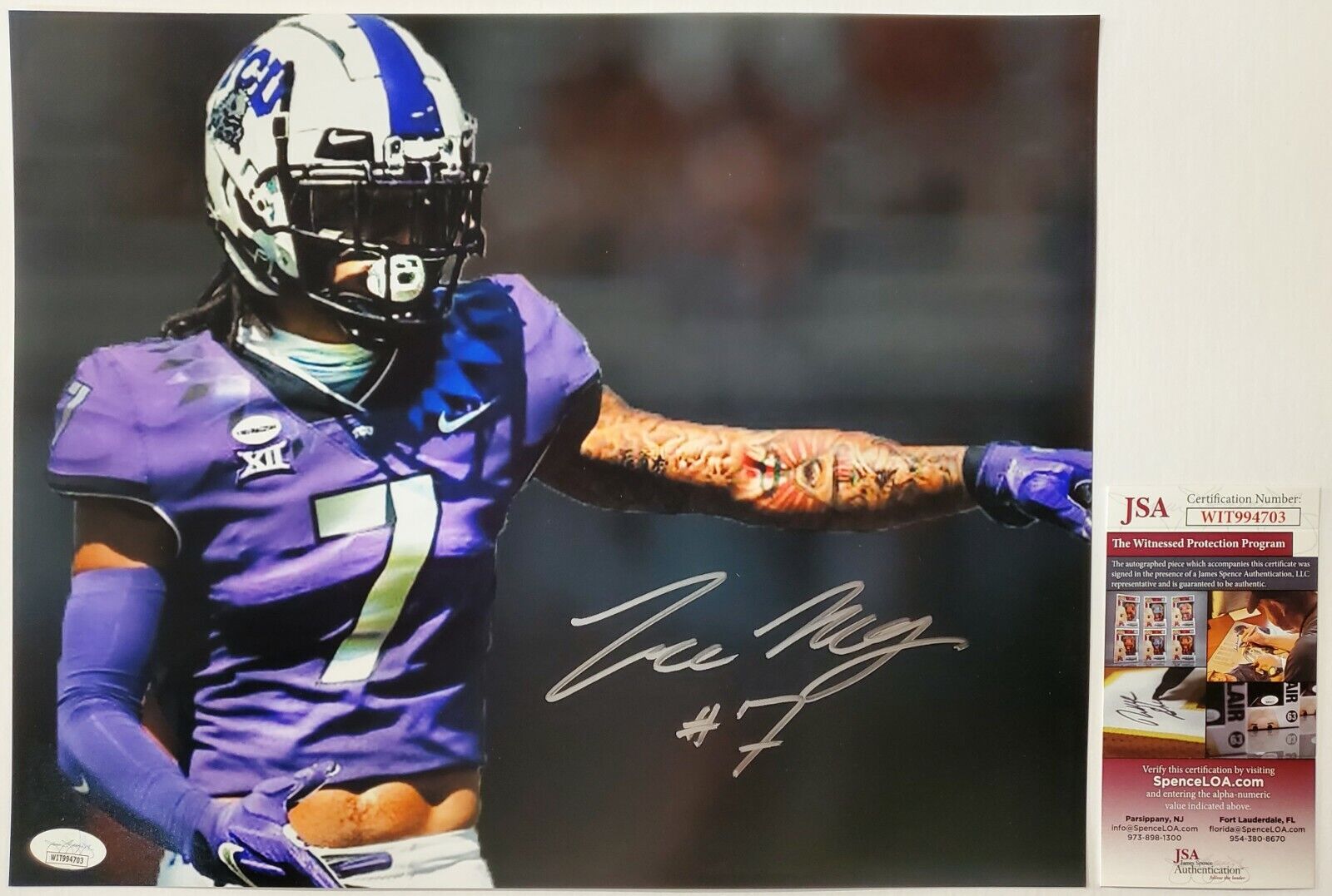 Tcu Horned Frogs Tre'von Moehrig Autographed Signed 11X14 Photo Jsa Coa