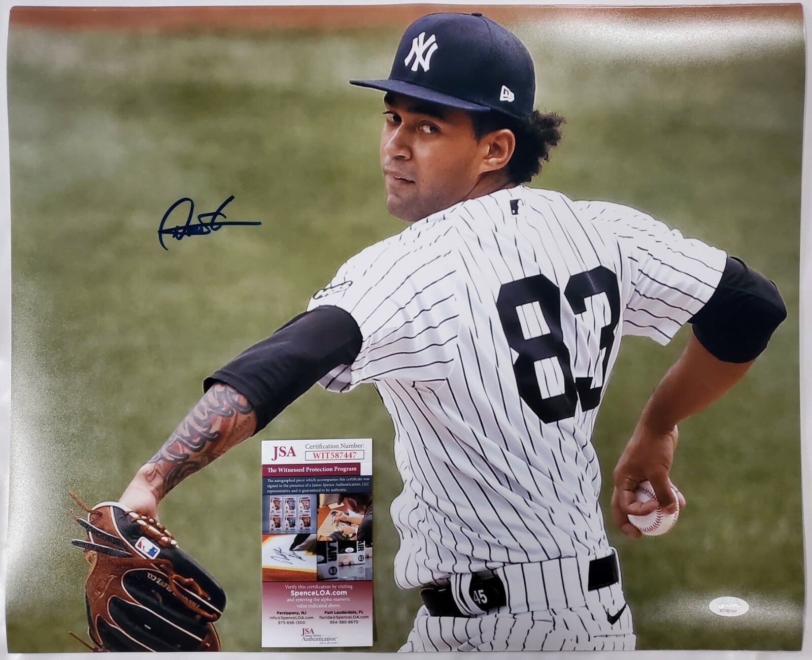 New York Yankees Deivi Garcia Autographed Signed 16X20 Photo Jsa Coa