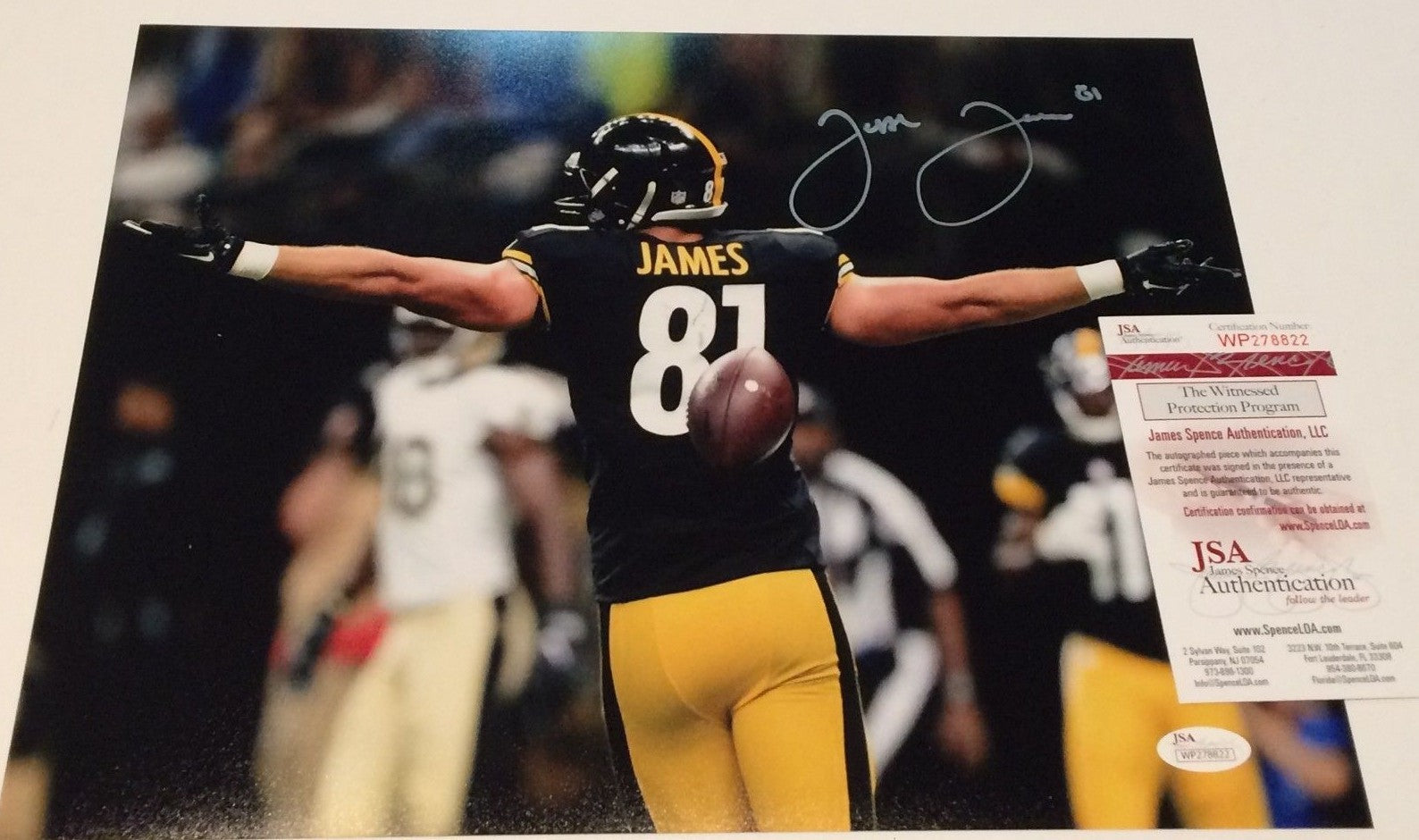 Jesse James Autographed Signed Pittsburgh Steelers 11X14 Photo Jsa Coa