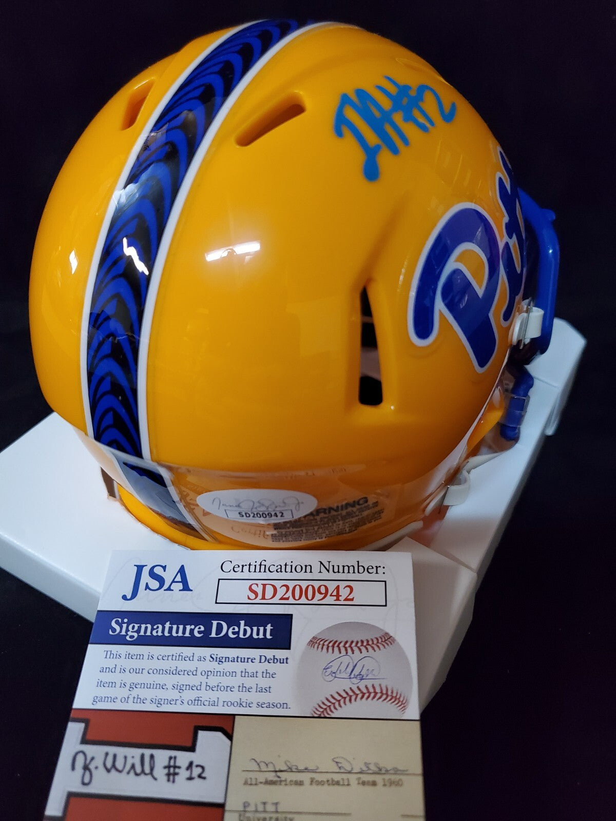 Pitt Panthers Israel Izzy Abanikanda Signed Speed Mini Helmet Jsa Coa